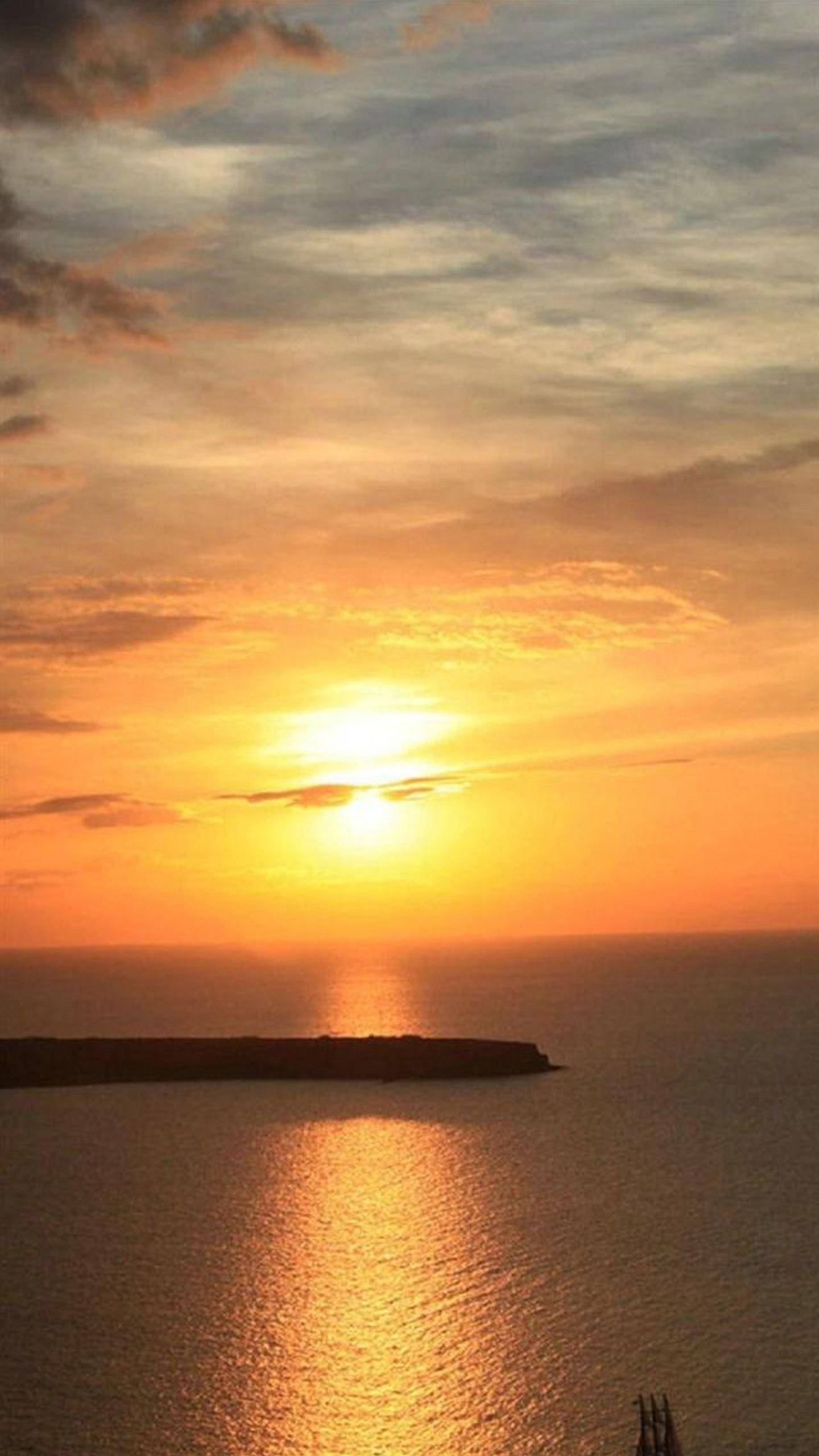 Quiet Ocean Sunset, ocean, sunset, 2K Phone Wallpaper