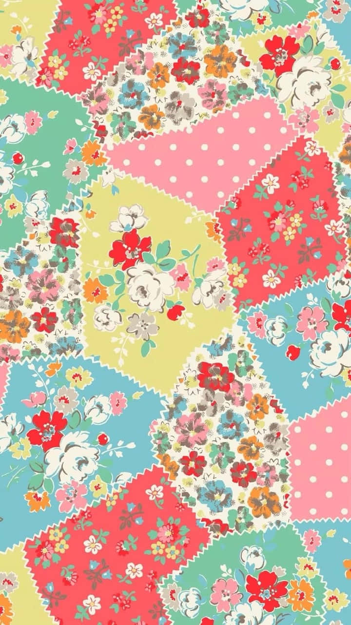 patchwork fabric, flowers, polka dots, HD Phone Wallpaper