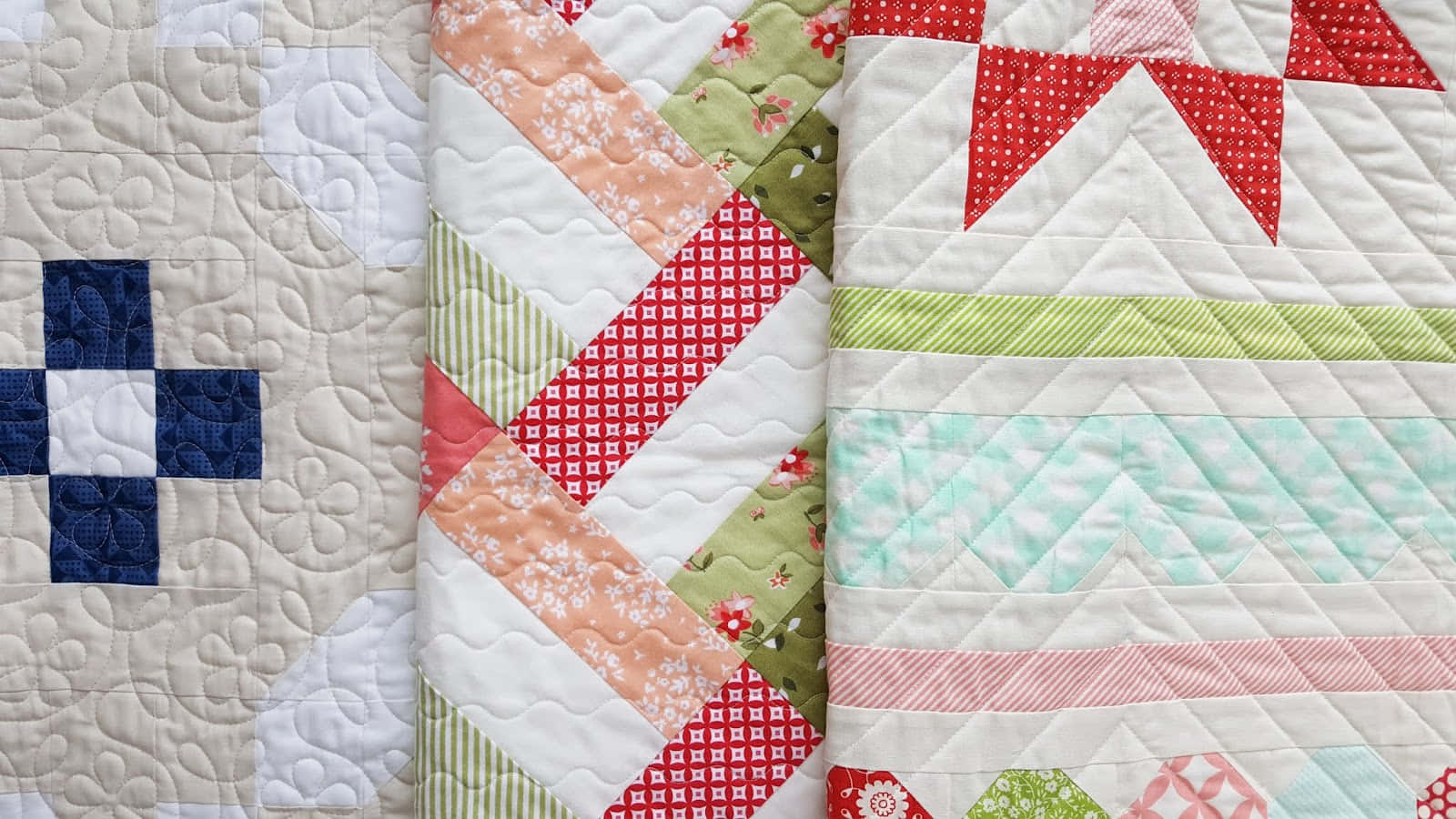 Quilt, floral patterns, geometric shapes, HD Desktop Wallpaper