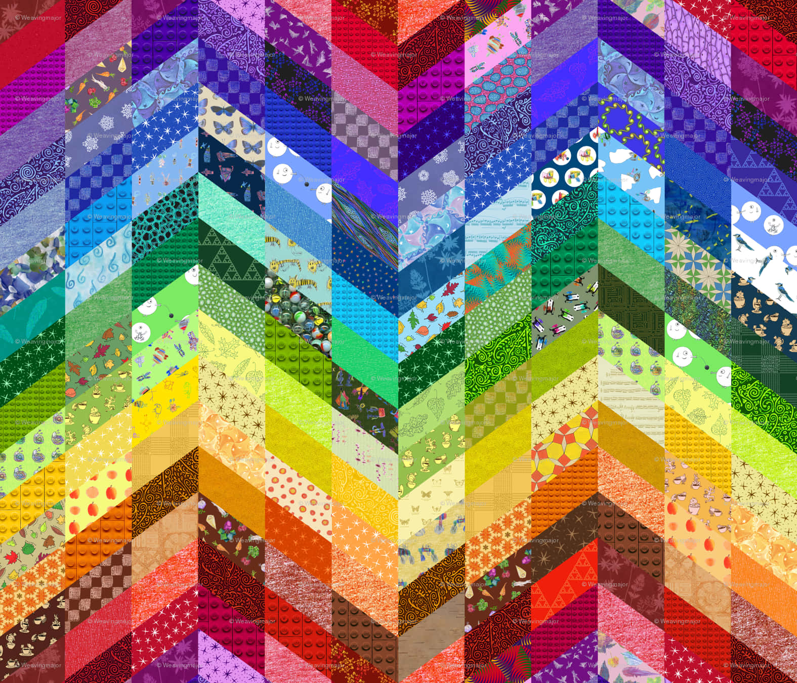 Quilt, chevron pattern, colorful fabric swatches, HD Desktop Wallpaper