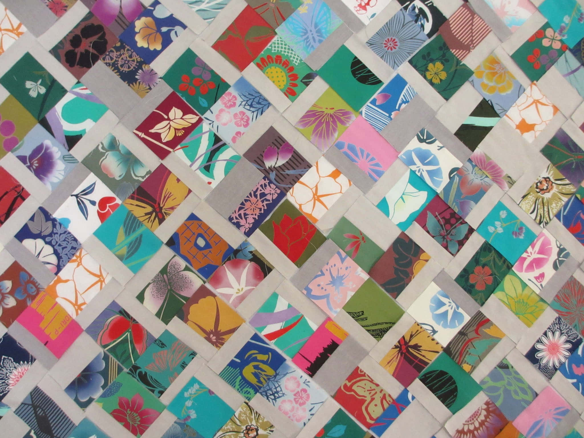 colorful quilt, vibrant patchwork quilt, floral fabric squares, Full HD Desktop Wallpaper