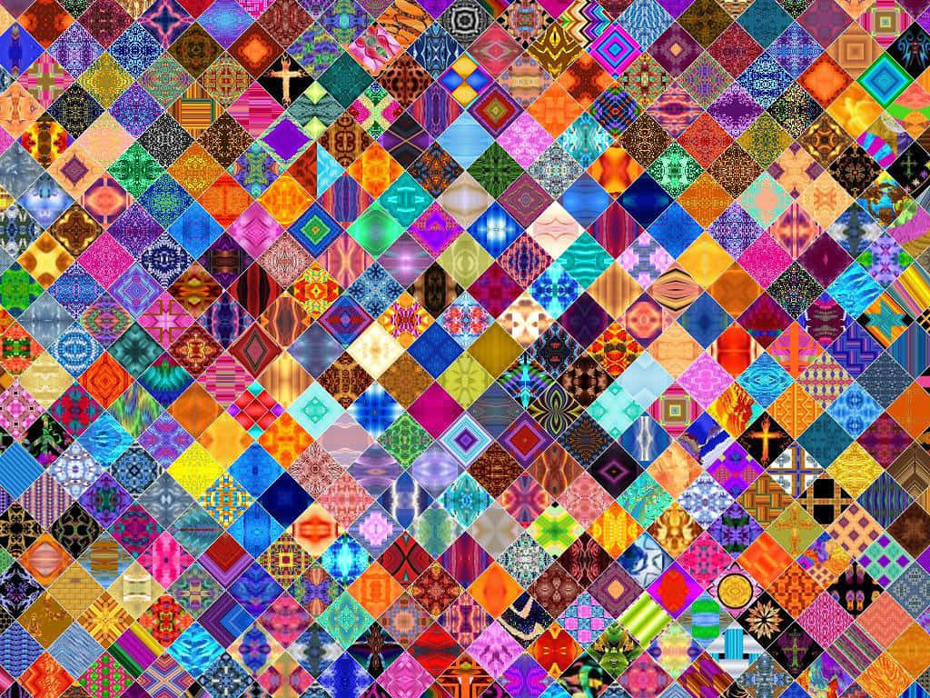 Quilt, diamond-shaped tiles, geometric patterns, SD Desktop Wallpaper