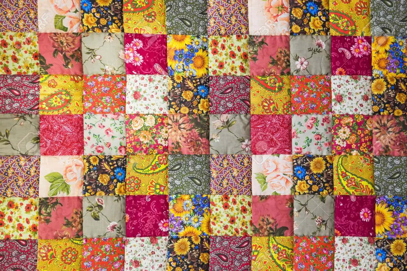 quilt, floral pattern, paisley fabric squares, HD Desktop Wallpaper