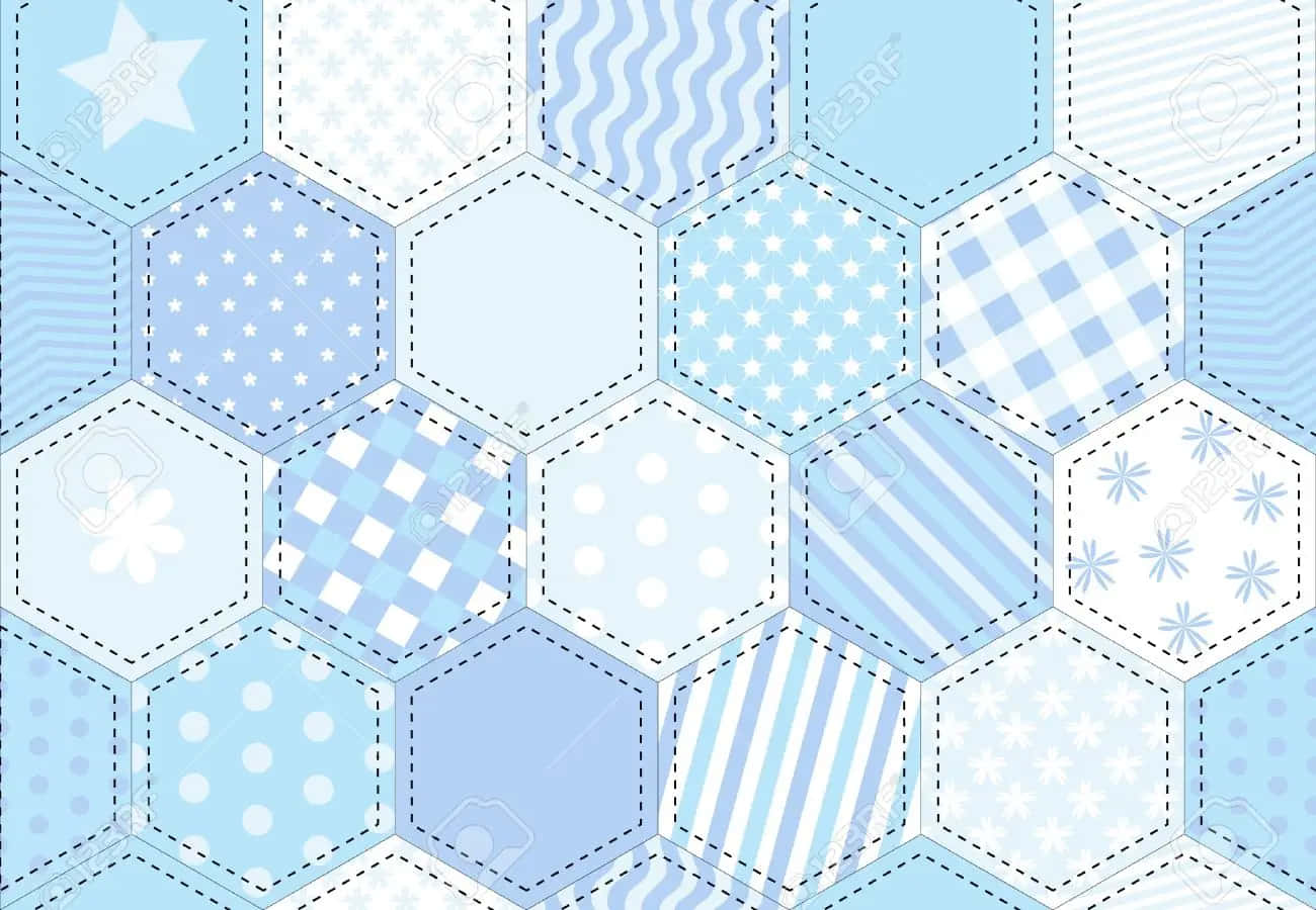 blue, white, hexagons, HD Desktop Wallpaper