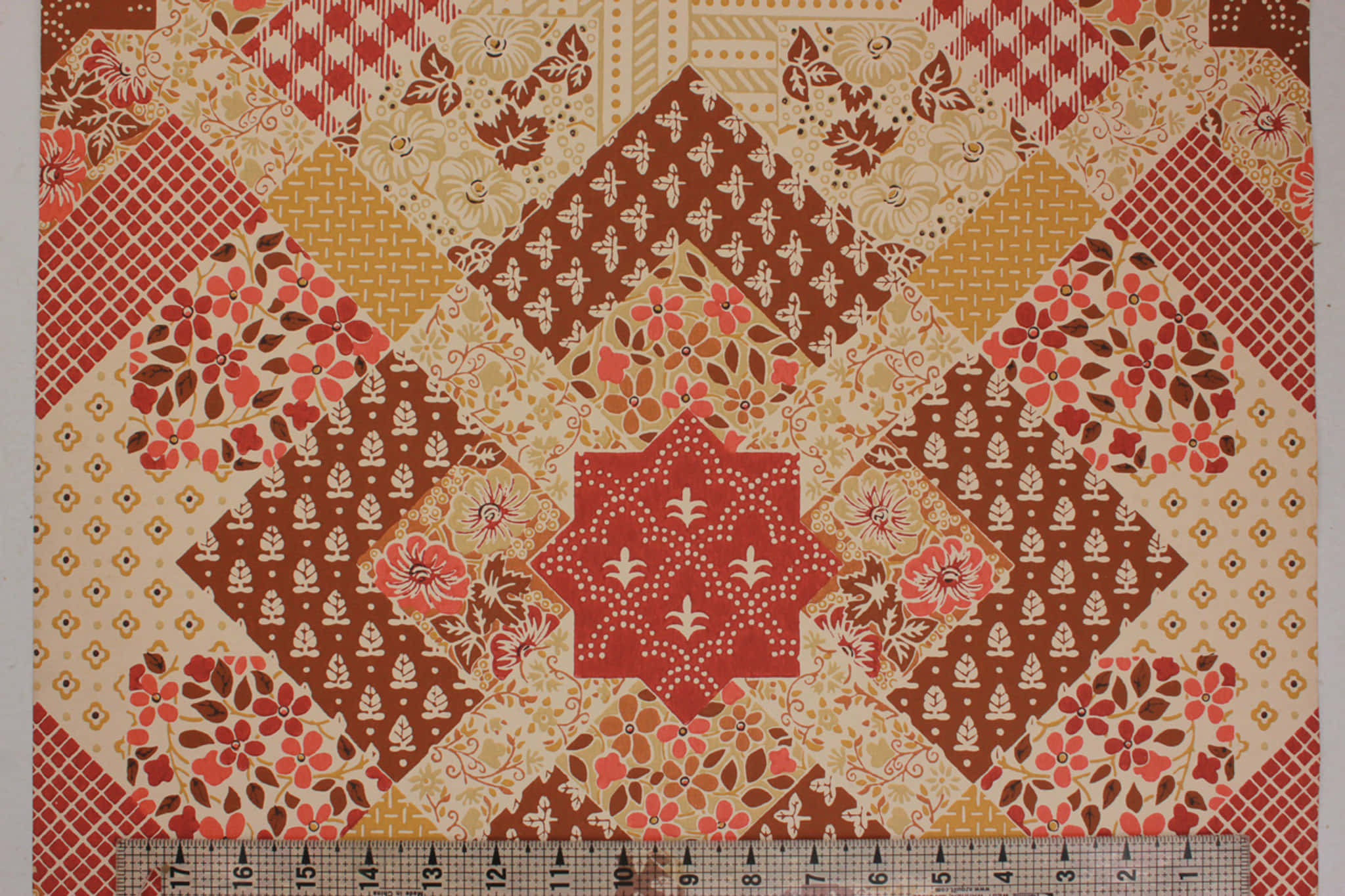 Quilt, diamond shapes, floral patterns, Full HD Desktop Wallpaper