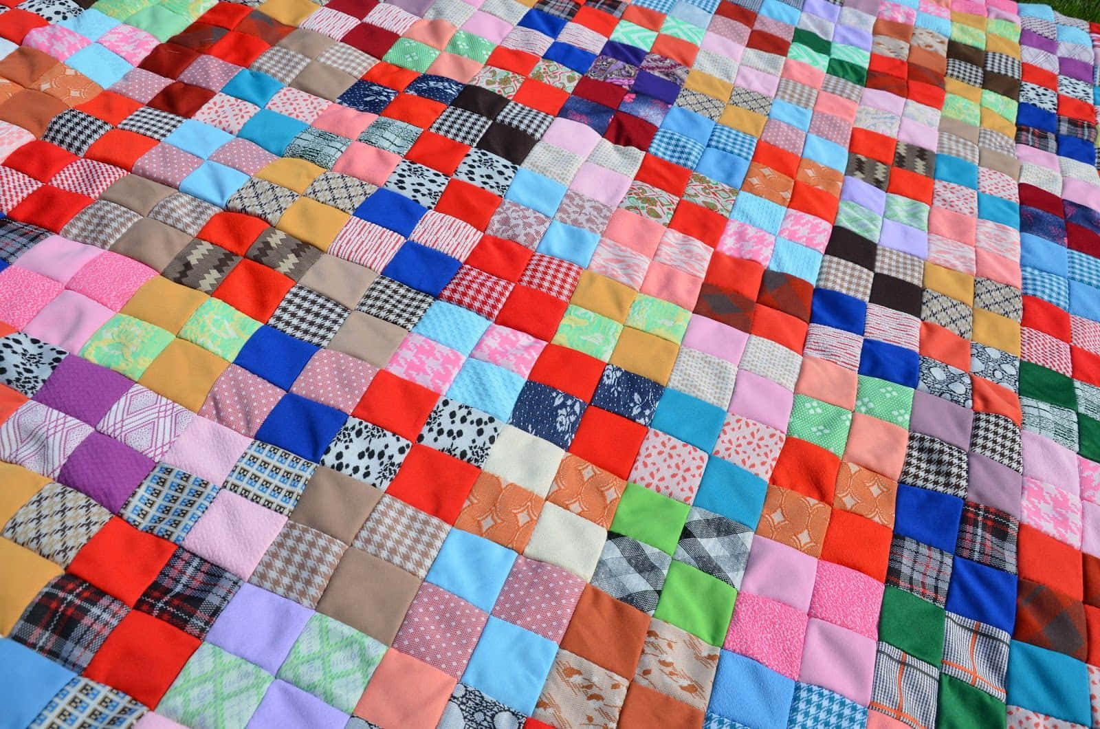 patchwork quilt, colorful fabric squares, diagonal grid, HD Desktop Wallpaper
