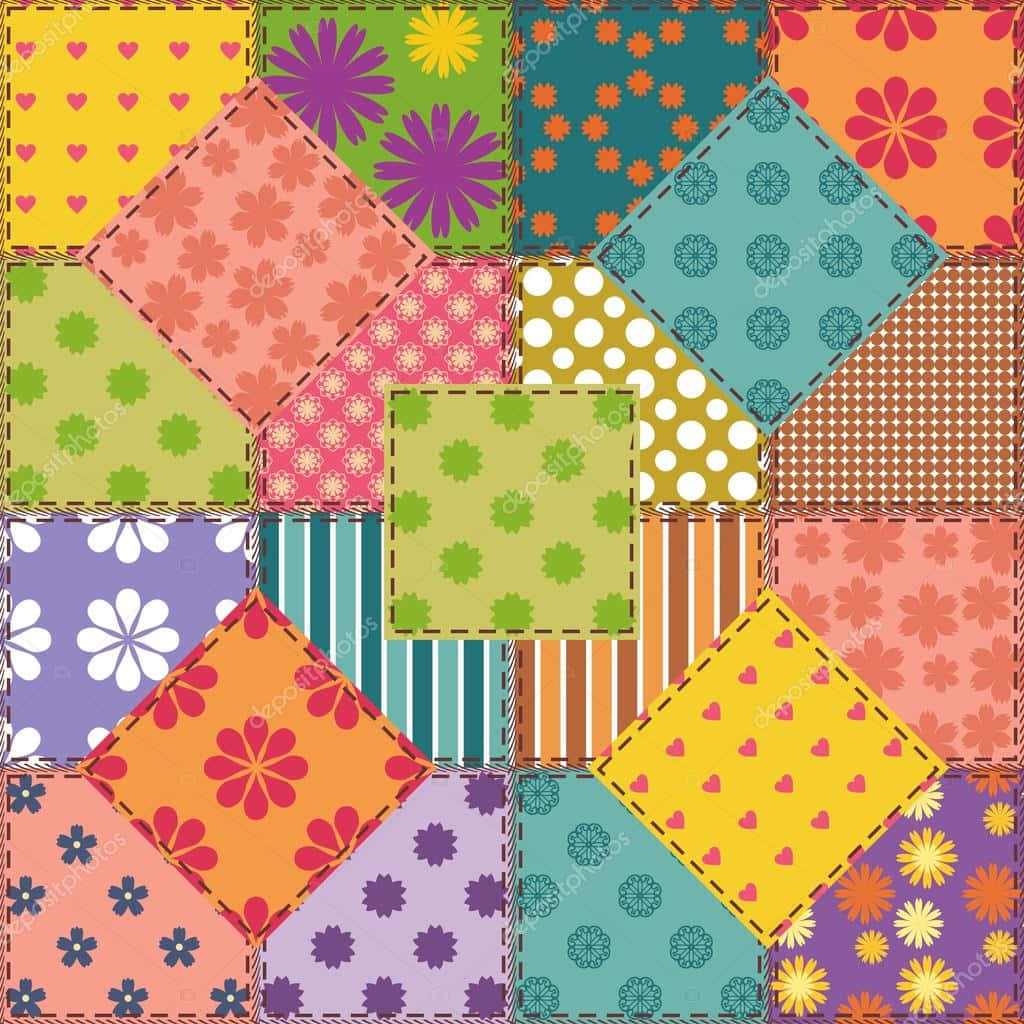 Cozy Quilt, patchwork quilt, diamond-shaped fabric pieces, SD Desktop Wallpaper