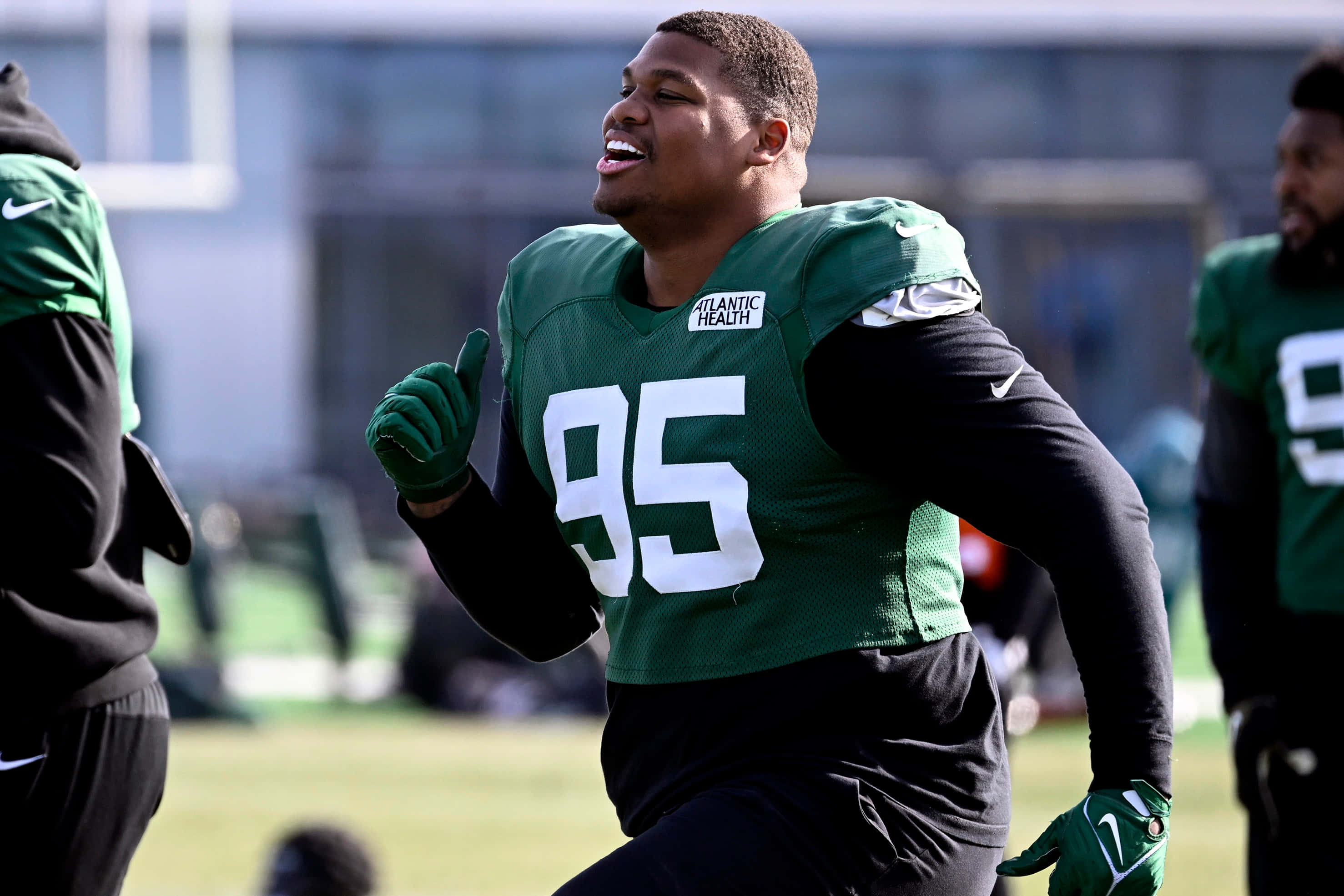 Quinnen Williams, green jersey, number 95, 2K Desktop Wallpaper
