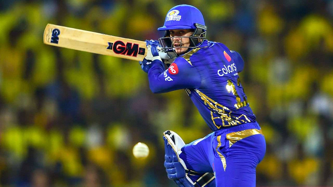 Quinton De Kock, cricket striker, vibrant blue uniform, HD Desktop Wallpaper