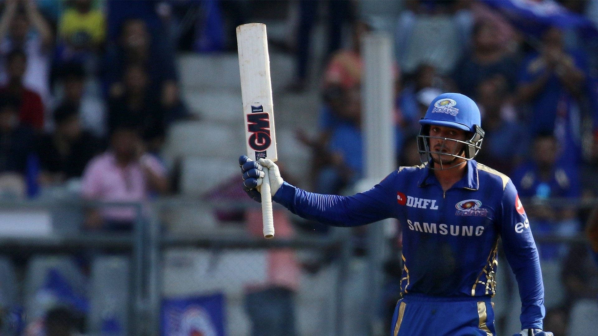 Quinton De Kock, bat, blue uniform, Full HD Desktop Wallpaper