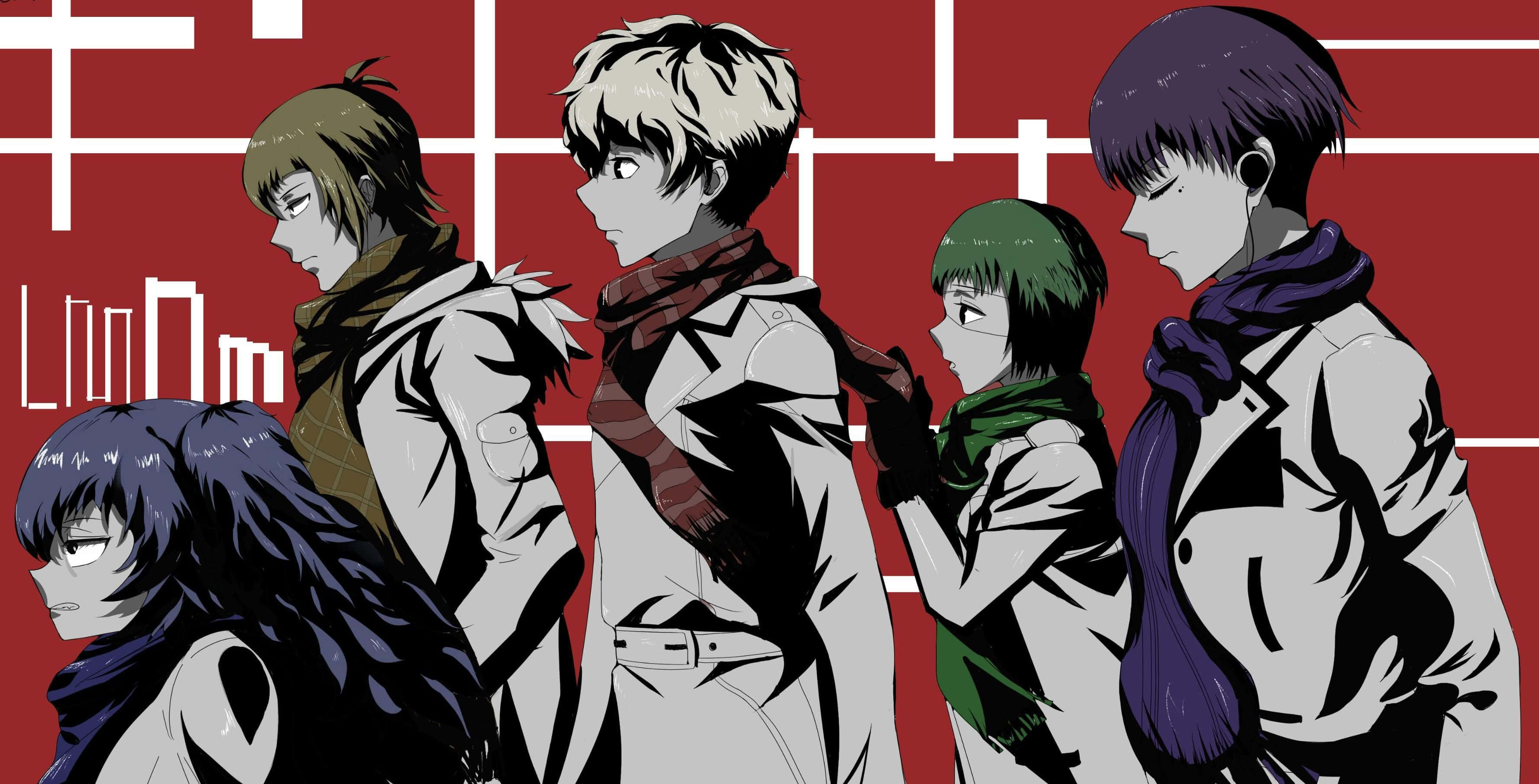 Quinx, 5 anime characters, winter coats, 2K Desktop Wallpaper