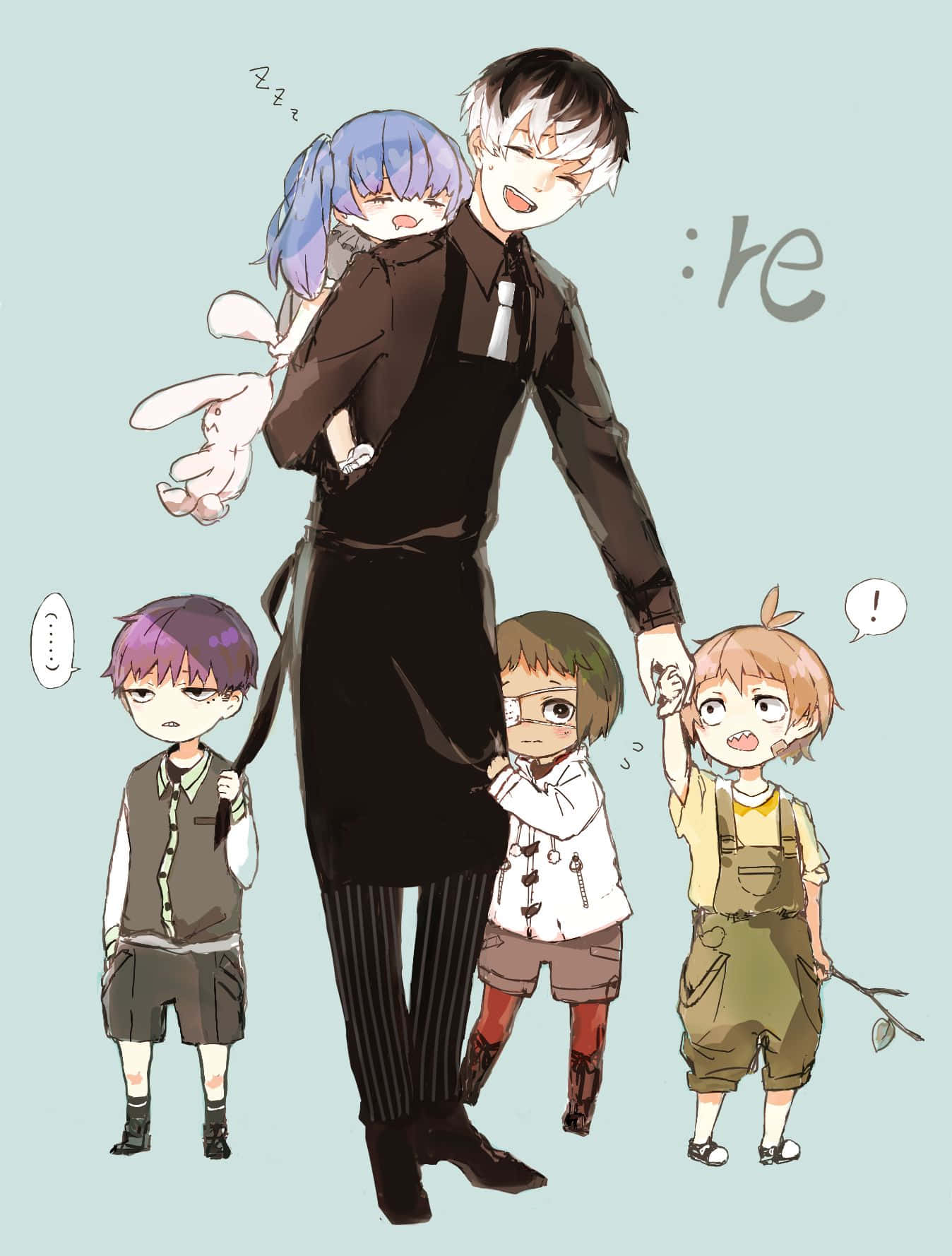 Quinx, blue-haired girl, tall anime man, HD Phone Wallpaper