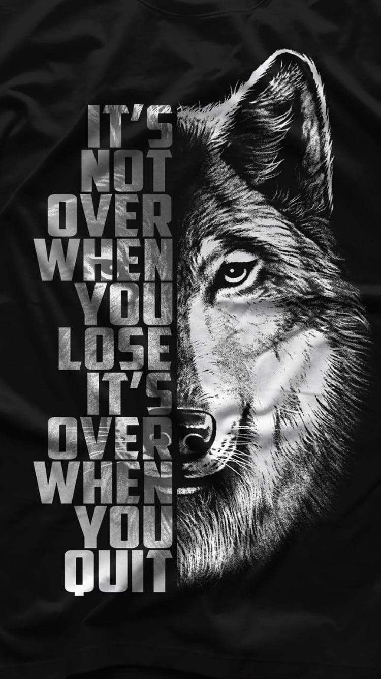 black t-shirt, wolf head, bold text, HD Phone Wallpaper