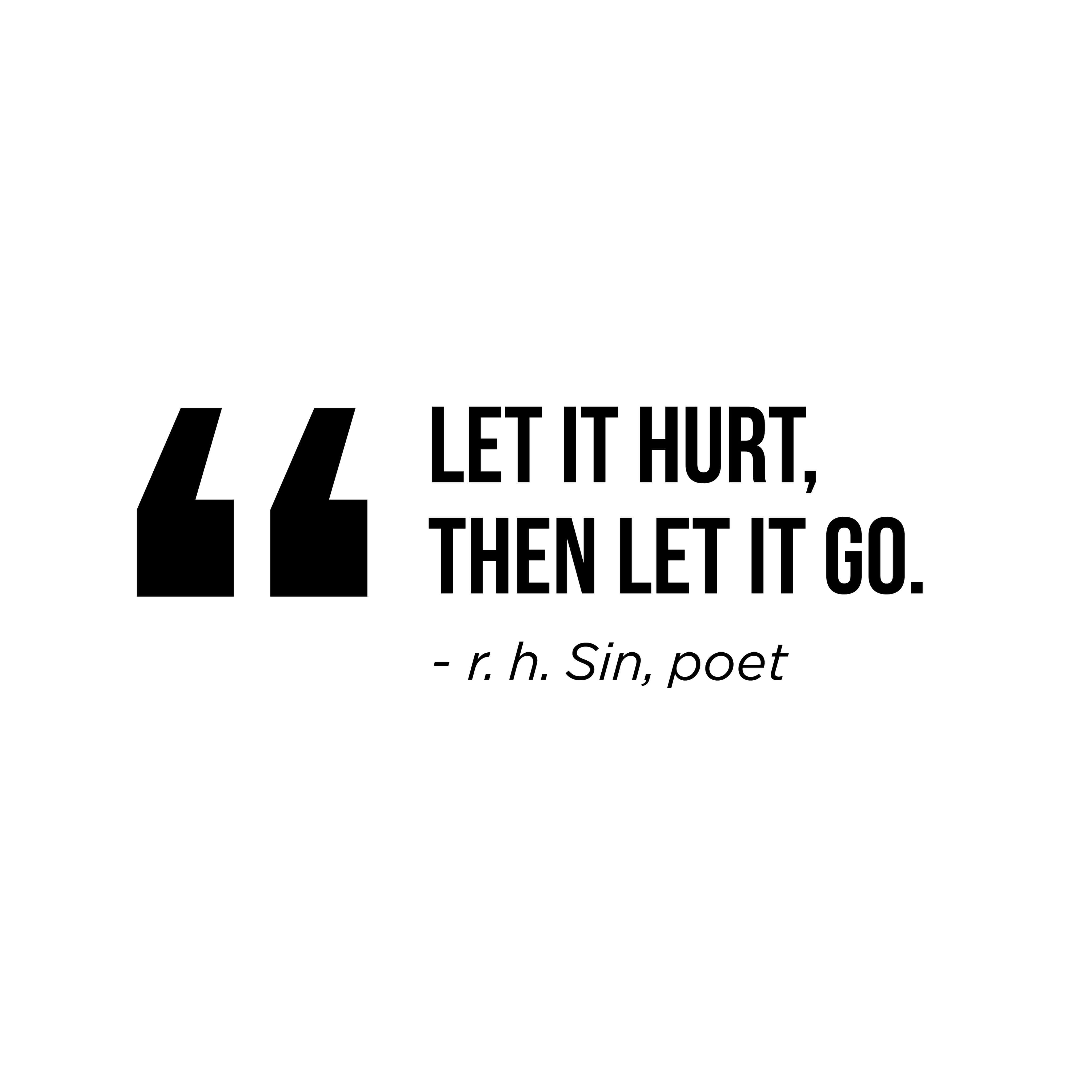 LET IT HURT, THEN LET IT GO, poet r h Sin, black text, 4K Phone Wallpaper