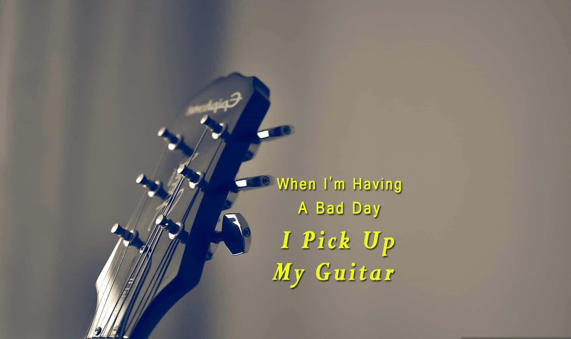 guitar headstock, When I'm Having A Bad Day I Pick Up My Guitar, soft blurred background, Full HD Desktop Wallpaper