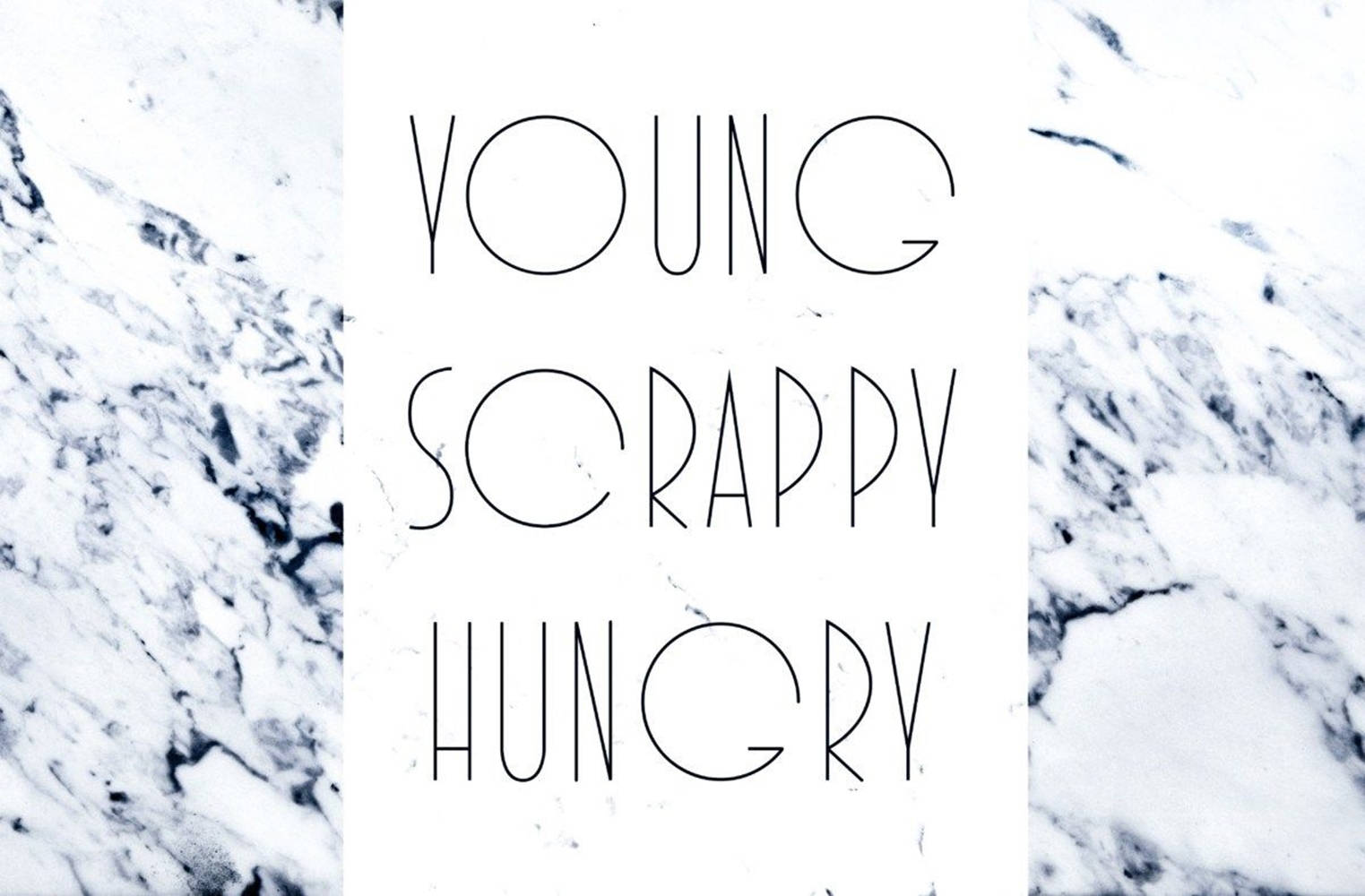 young scrappy hungry, white marble background, black veining, HD Desktop Wallpaper