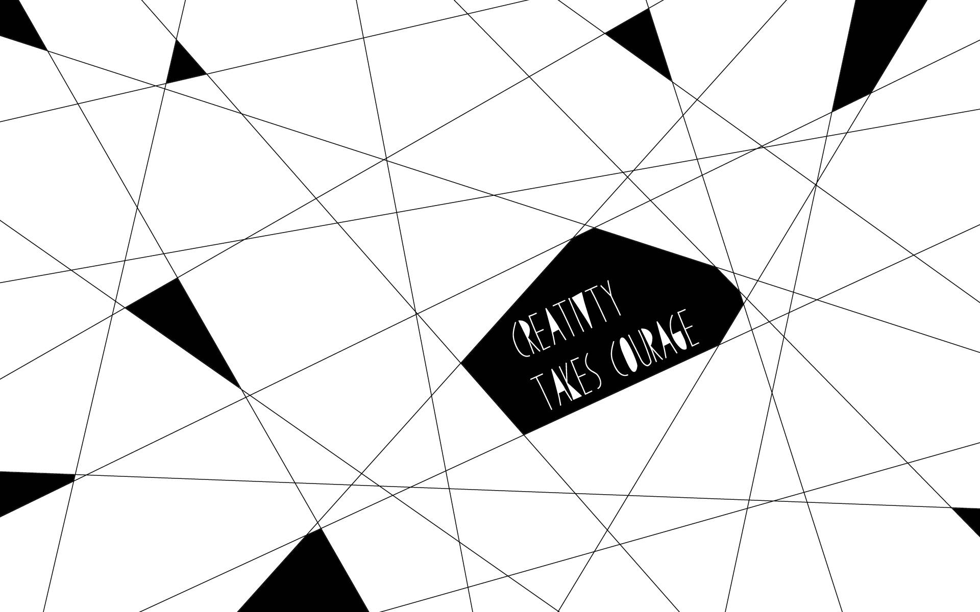 creativity takes courage, black geometric shapes, intersecting lines, Full HD Desktop Wallpaper