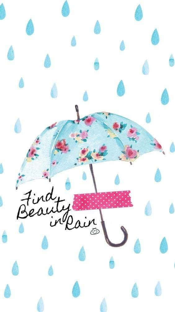 watercolor umbrella, blue umbrella, pink polka dot handle, SD Phone Wallpaper