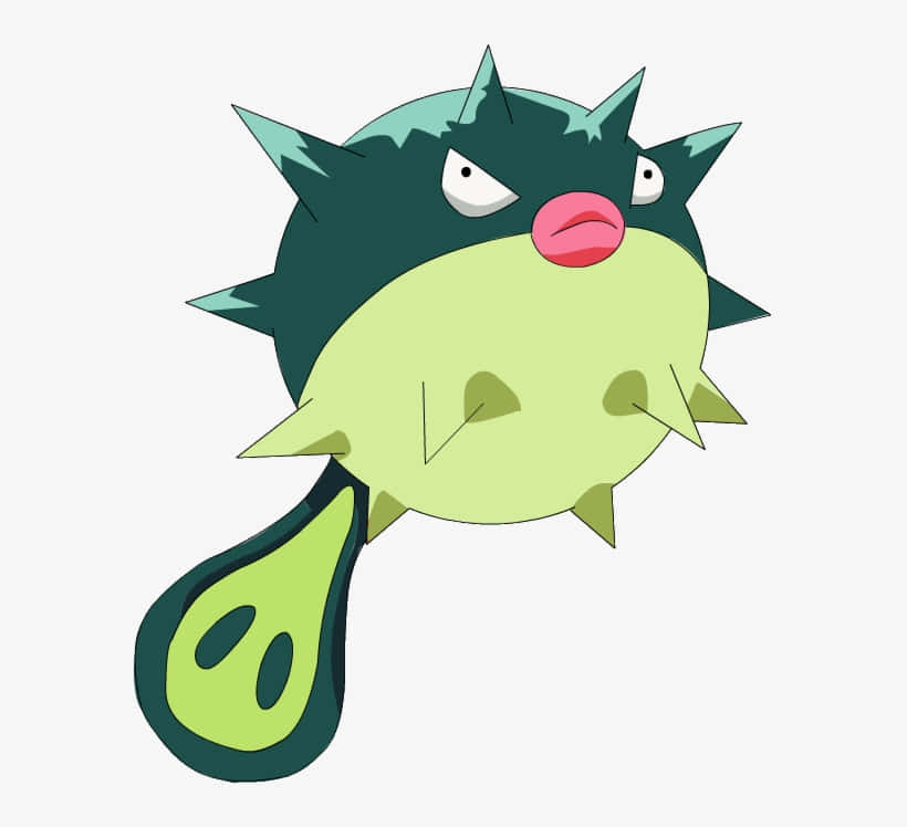 Qwilfish, green spikes, pink mouth, SD Desktop Wallpaper