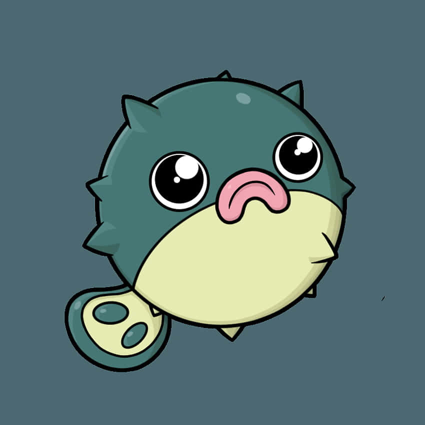Qwilfish, cute cartoon pufferfish, big eyes, SD Desktop Wallpaper