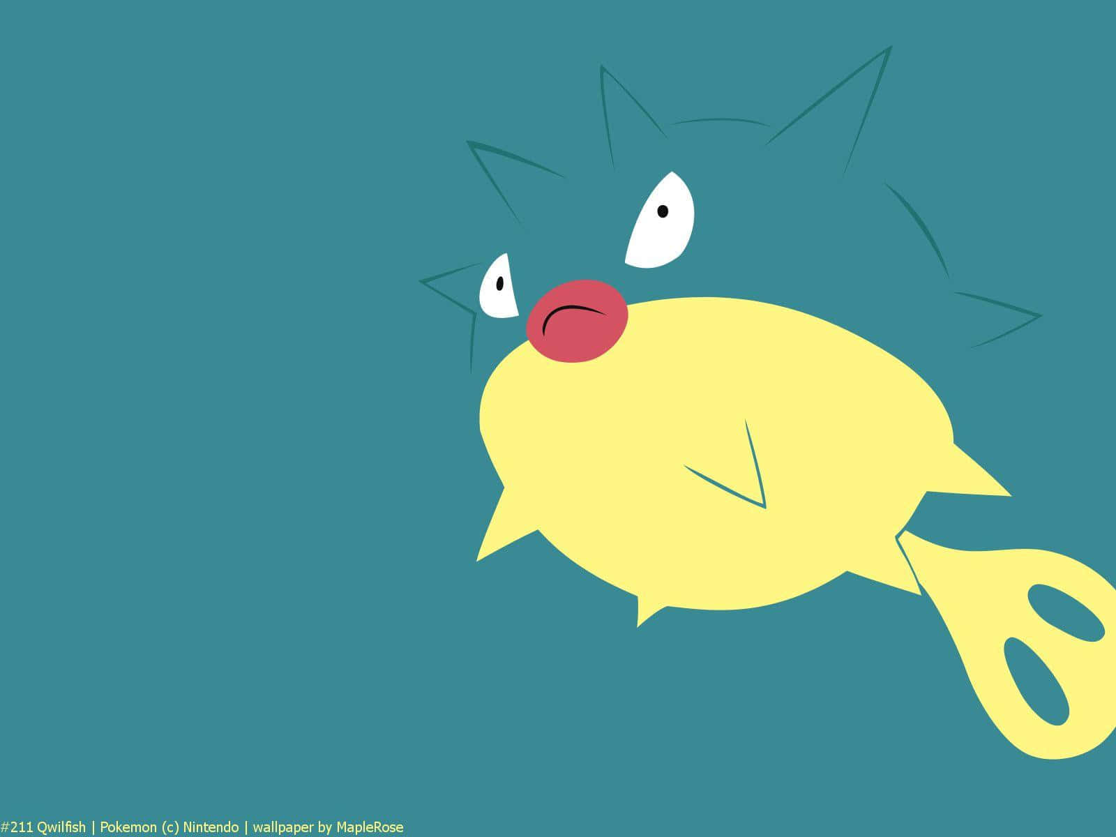Qwilfish, teal, yellow, HD Desktop Wallpaper