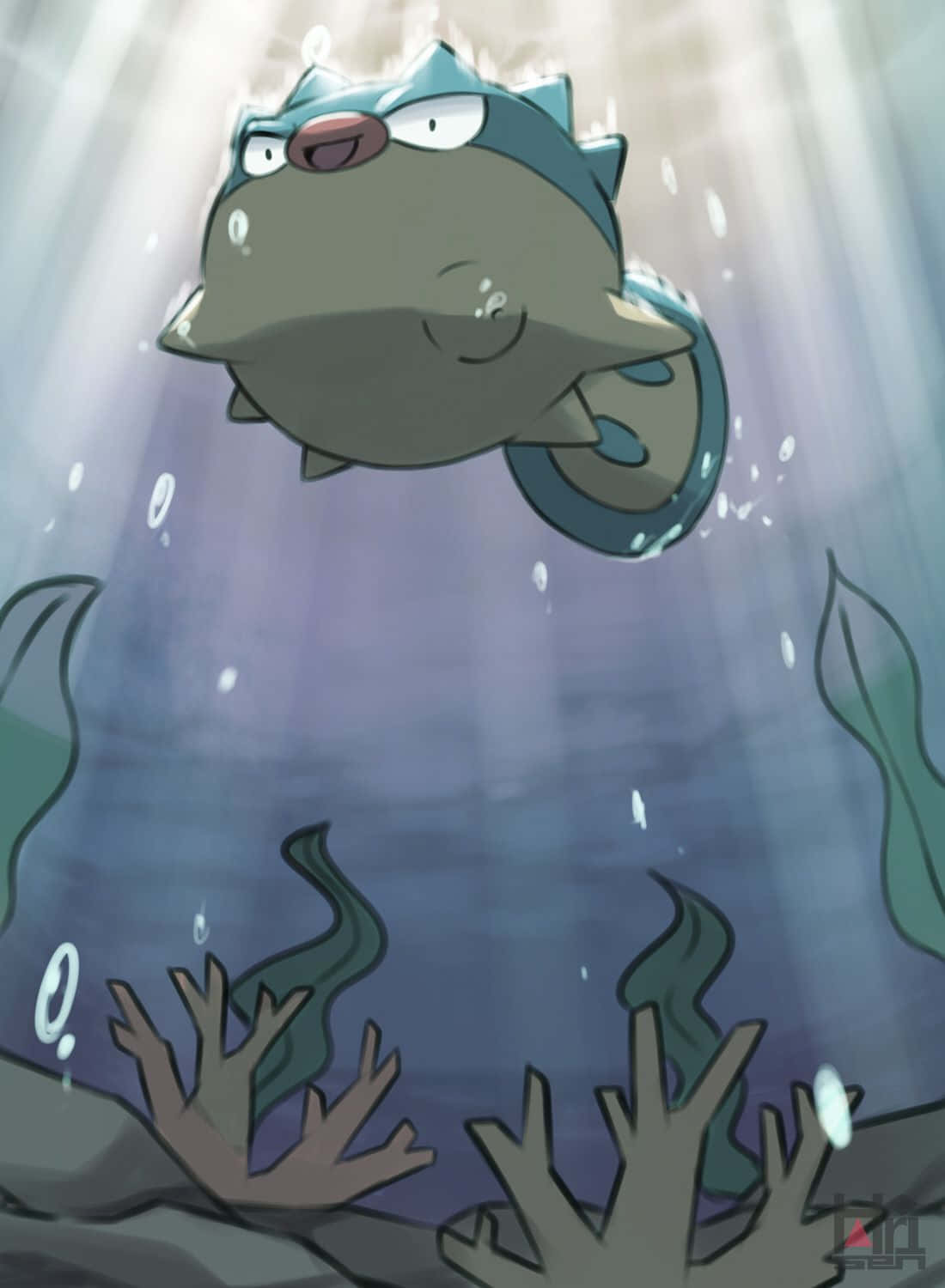Qwilfish, corals, sunlit water, HD Phone Wallpaper