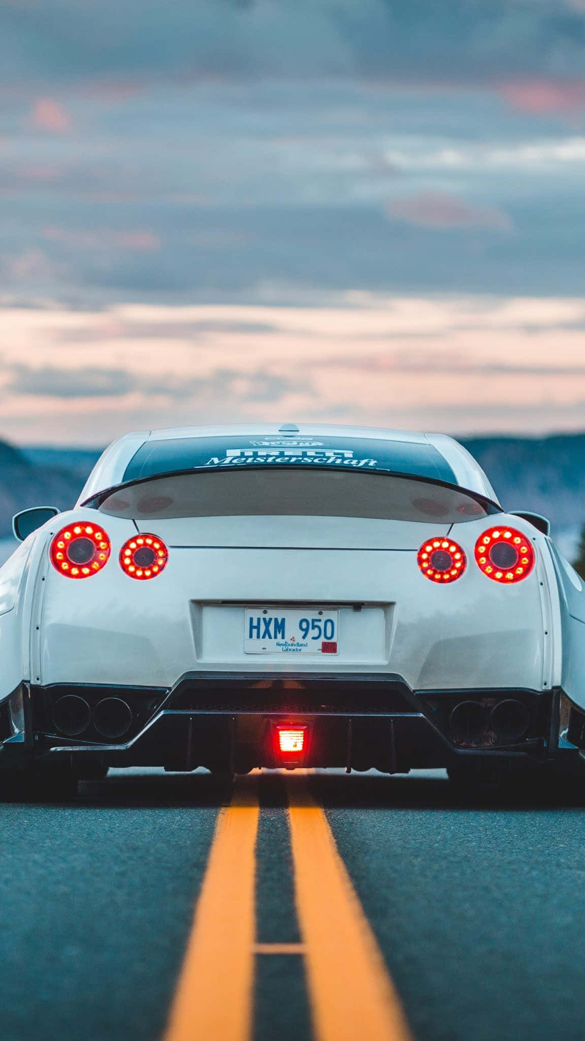 R33 GTR, white, glowing red taillights, Full HD Phone Wallpaper