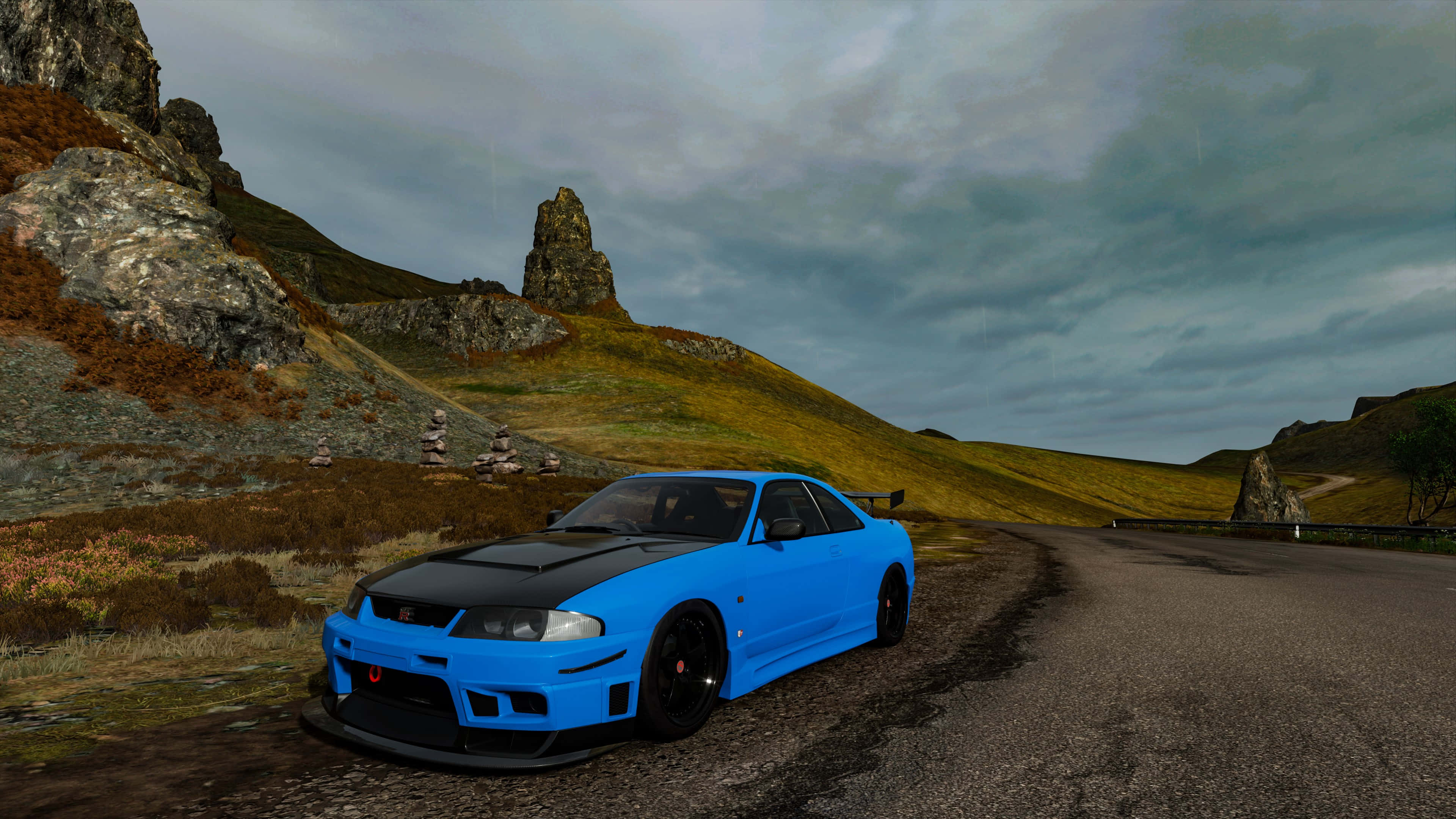 R33 GTR, light blue, black accents, 4K Desktop Wallpaper