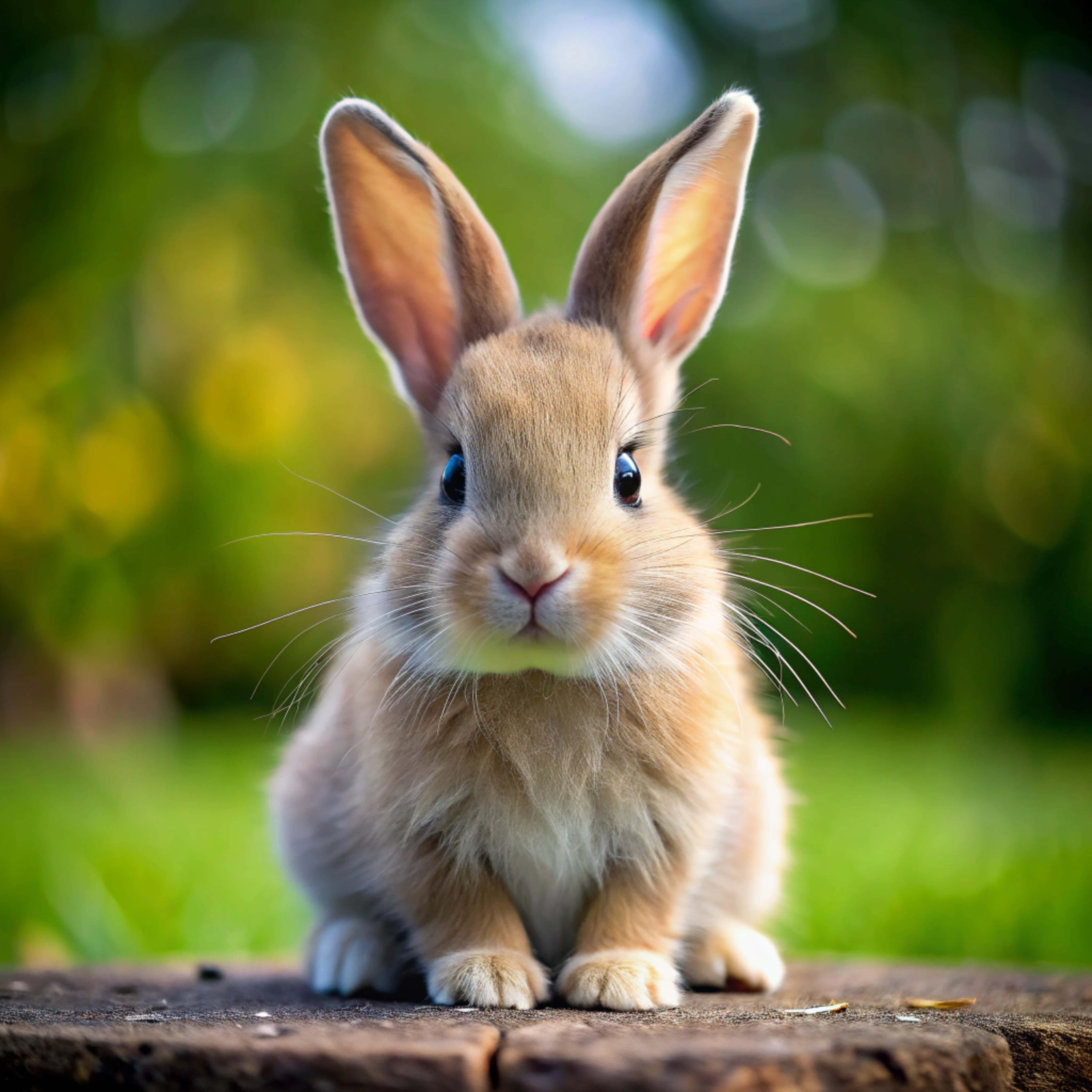 cute rabbit, fluffy light brown rabbit, big ears, 8K Desktop Wallpaper