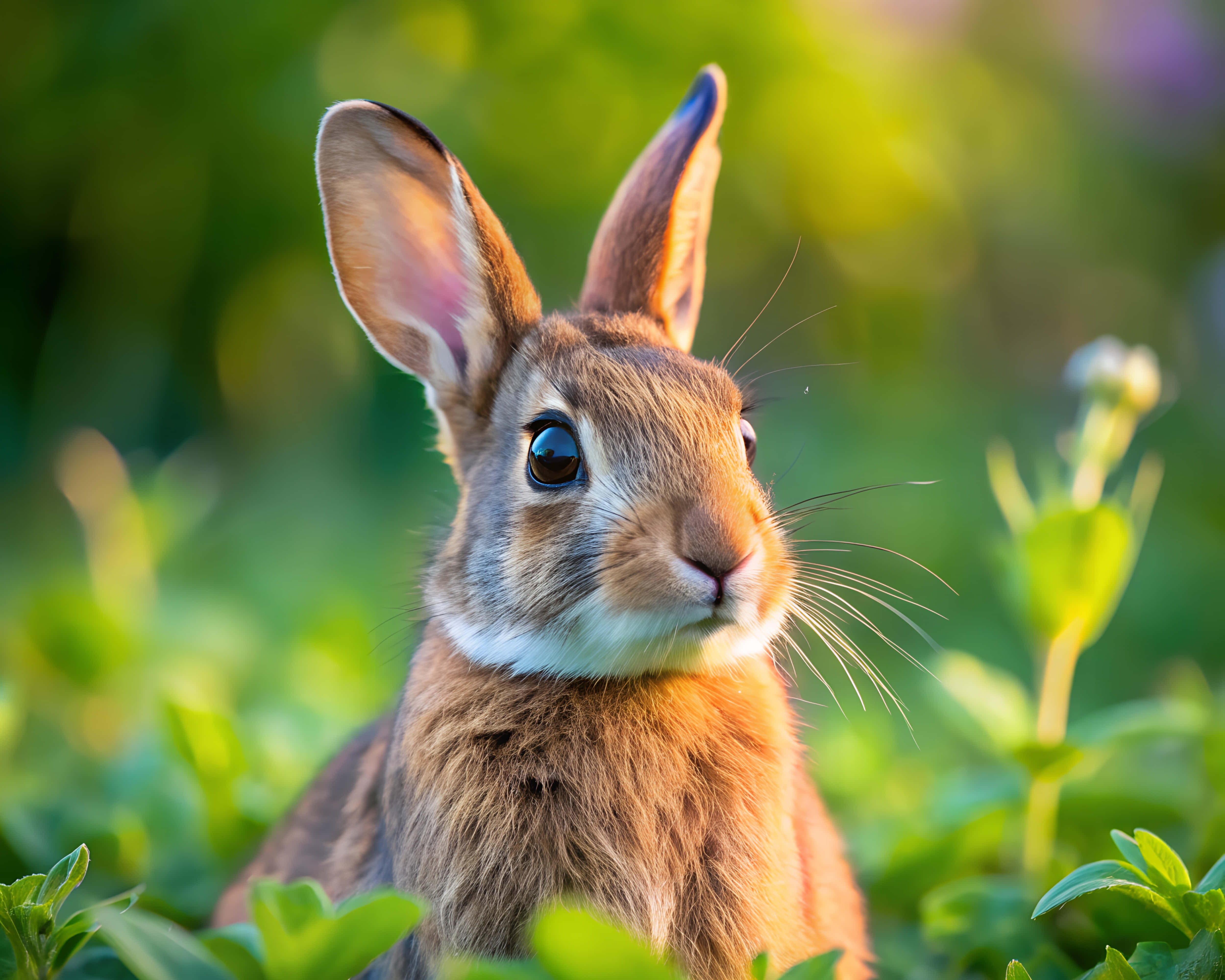 rabbit, brown, perked ears, 4K Desktop Wallpaper