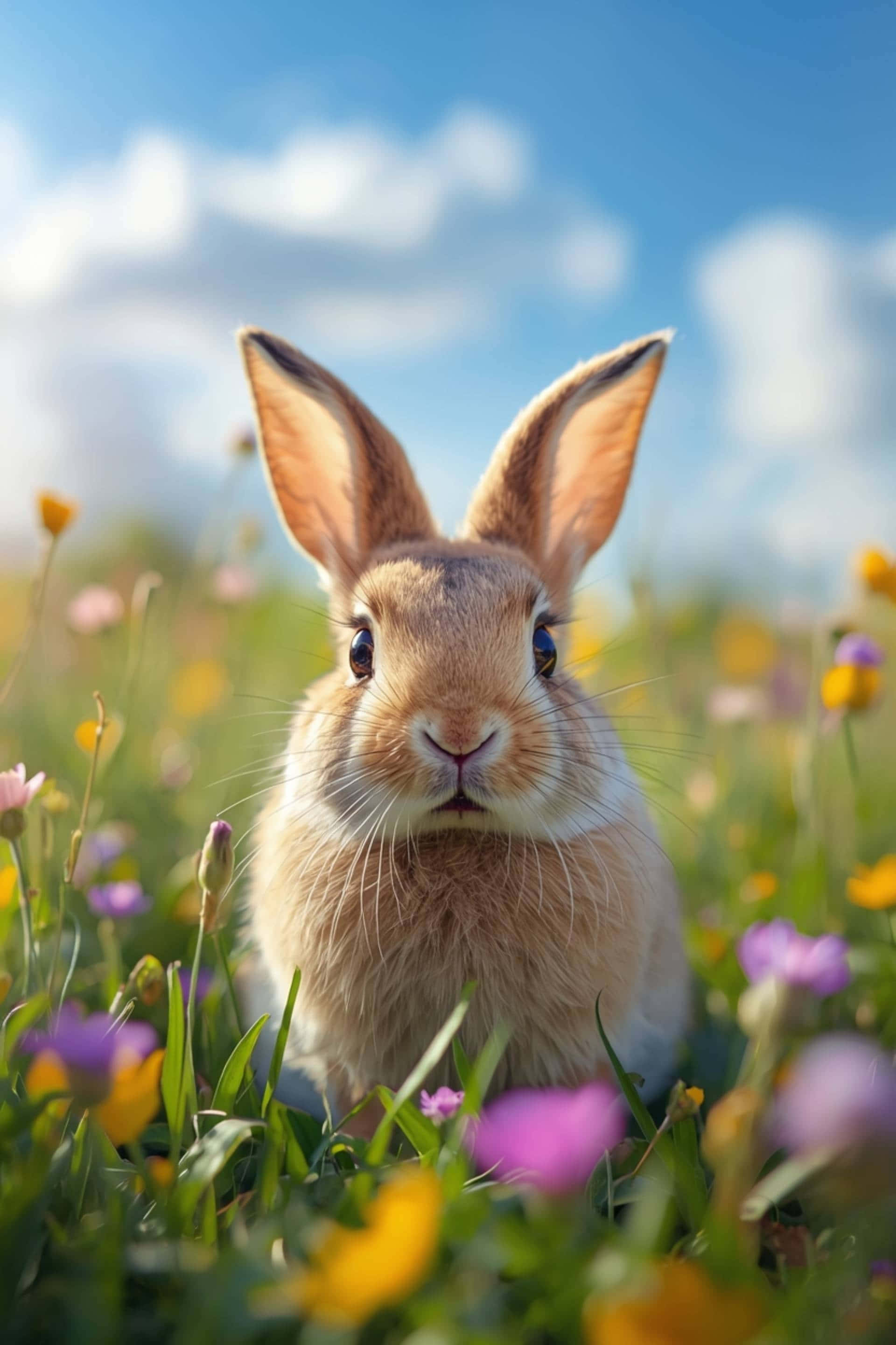 cute rabbit, fluffy brown rabbit, perky ears, 2K Phone Wallpaper