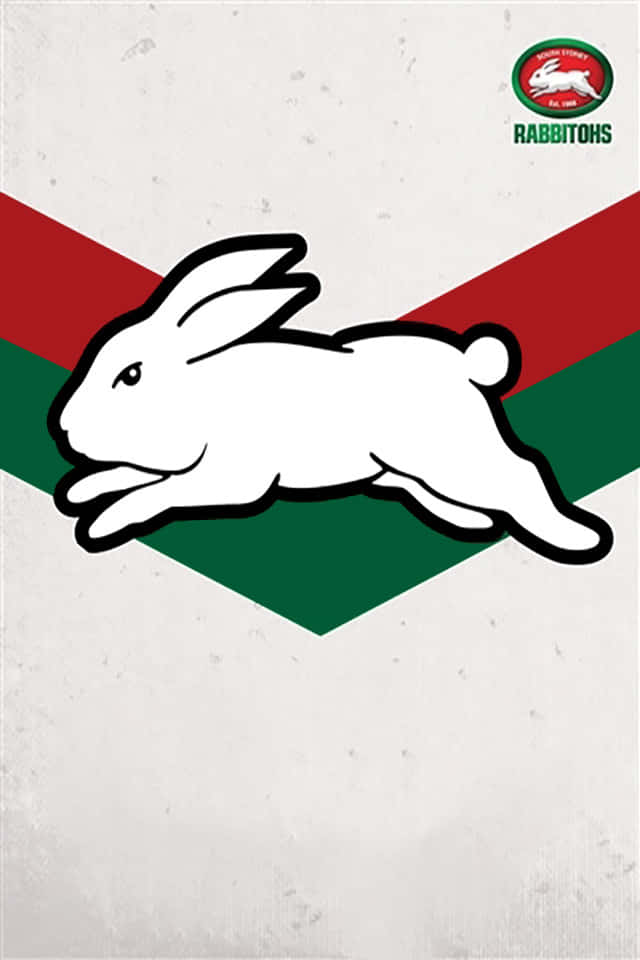 Rabbitohs, white rabbit, red and green V-shaped stripe, SD Phone Wallpaper