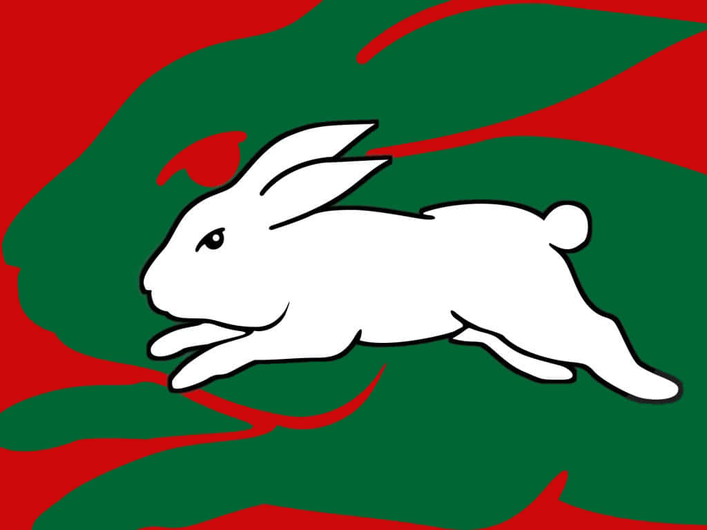 Rabbitohs, white rabbit, bold red and green abstract background, SD Desktop Wallpaper