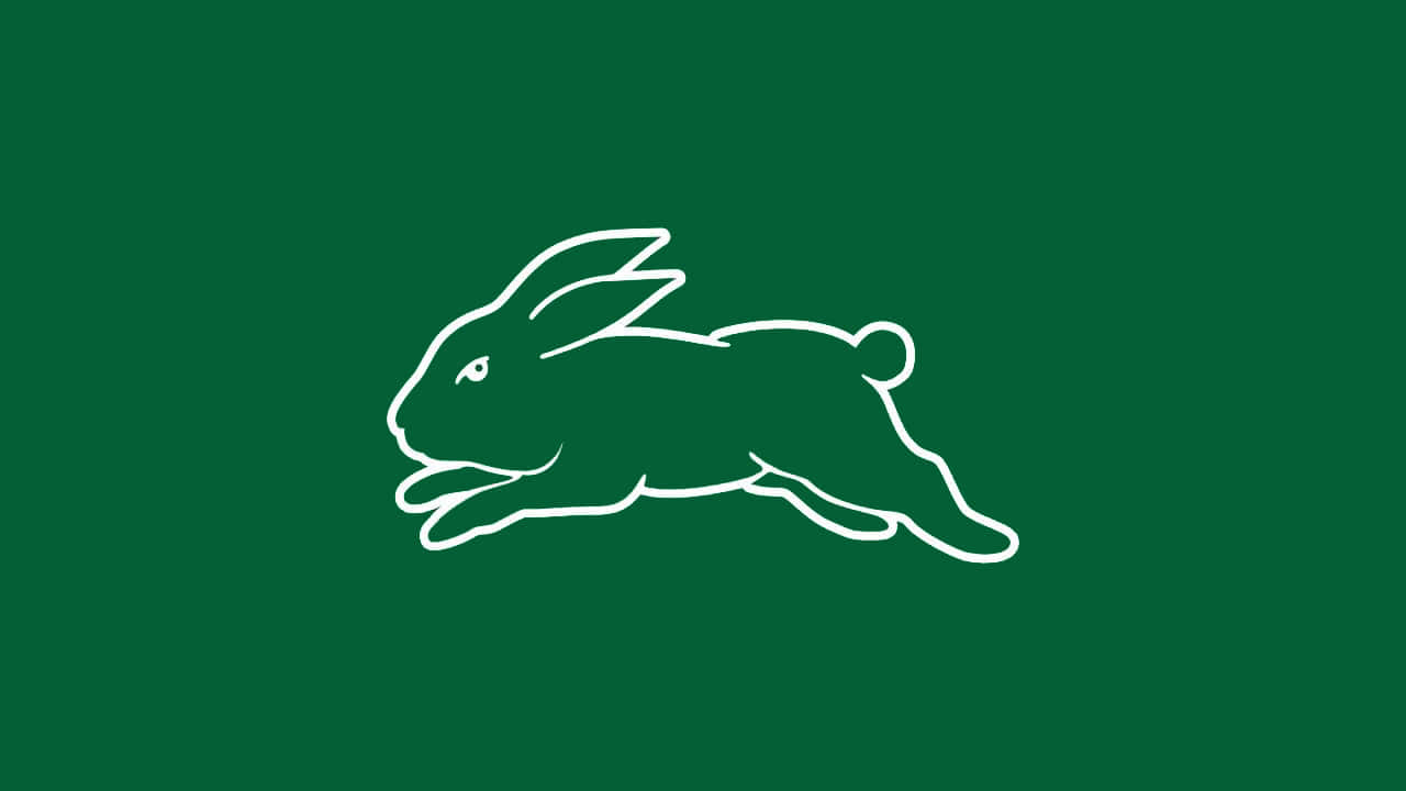 Rabbitohs, white line drawing, leaping rabbit, HD Desktop Wallpaper