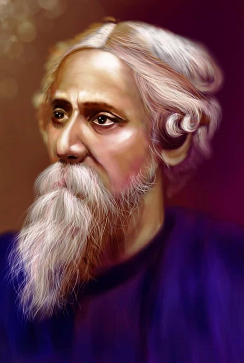 Rabindranath Tagore, elderly man, white hair, SD Phone Wallpaper