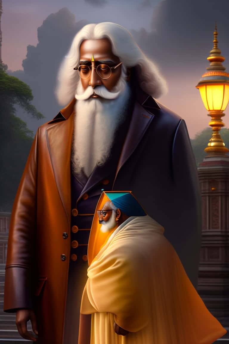 Rabindranath Tagore, white hair, beard, SD Phone Wallpaper