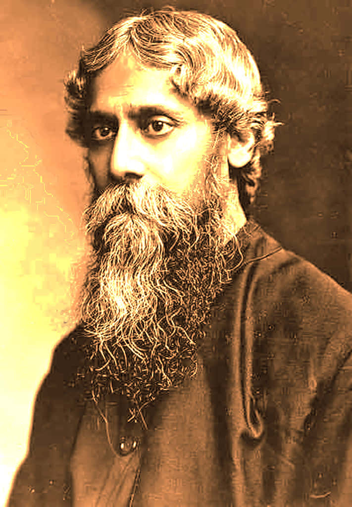Rabindranath Tagore, sepia tone, vintage portrait, SD Phone Wallpaper