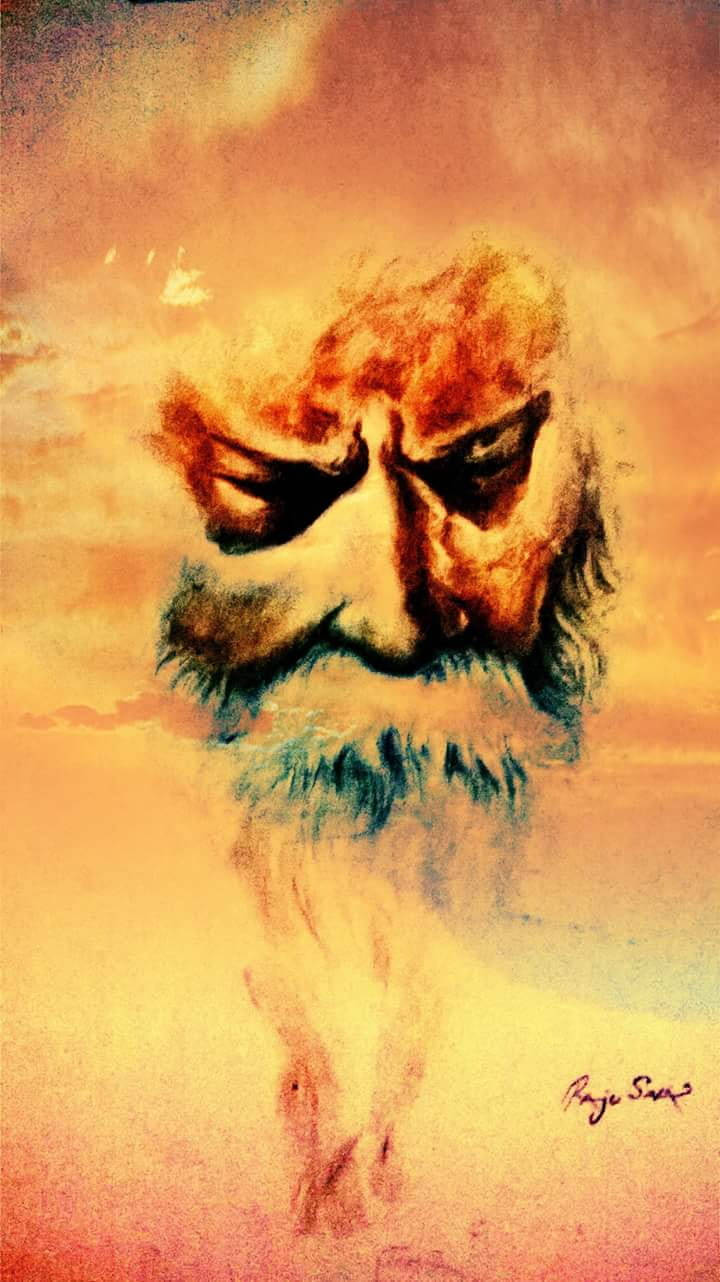 Rabindranath Tagore, fiery orange, yellow, HD Phone Wallpaper