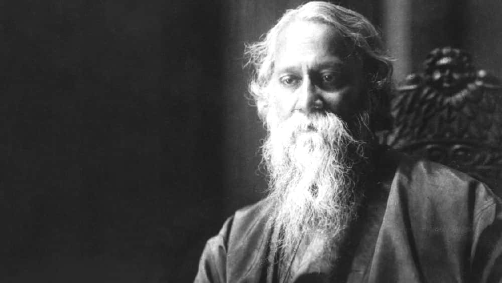 Rabindranath Tagore, black and white portrait, elderly man, SD Desktop Wallpaper