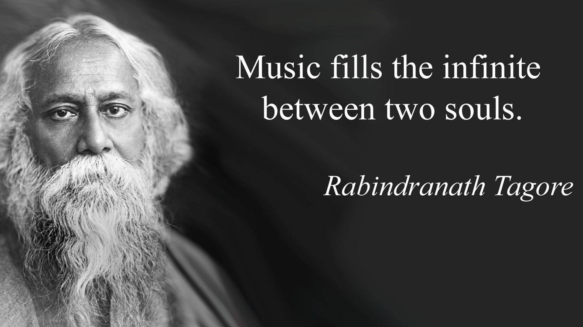 Rabindranath Tagore, black and white portrait, long white hair, Full HD Desktop Wallpaper
