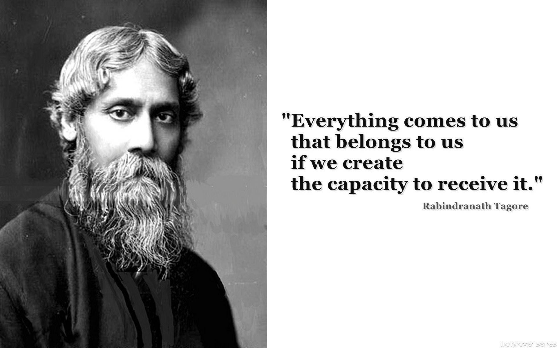 Rabindranath Tagore, long beard, inspirational quote, Full HD Desktop Wallpaper