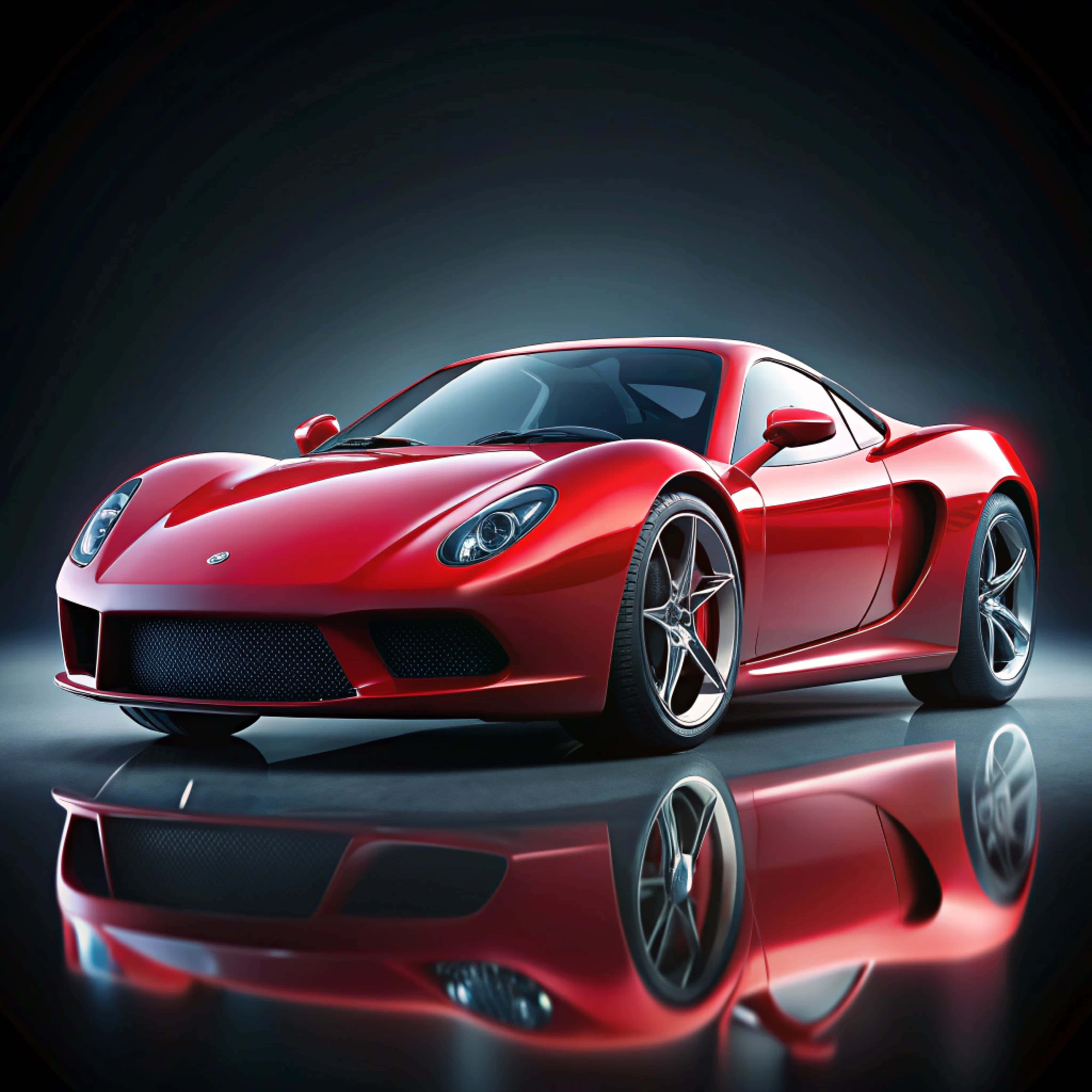 glossy red sports car, sleek aerodynamic lines, silver rims, 8K Desktop Wallpaper