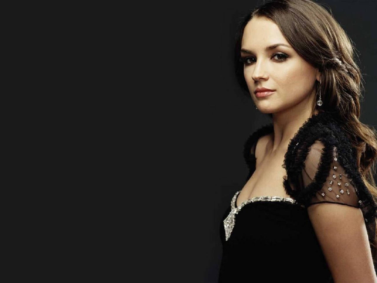 Rachael Leigh Cook, brown hair, elegant black dress, HD Desktop Wallpaper