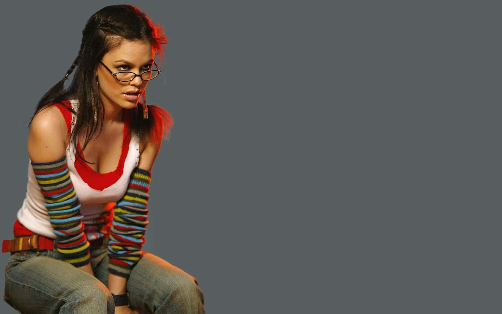 Rachel Bilson, glasses, colorful striped arm warmers, HD Desktop Wallpaper