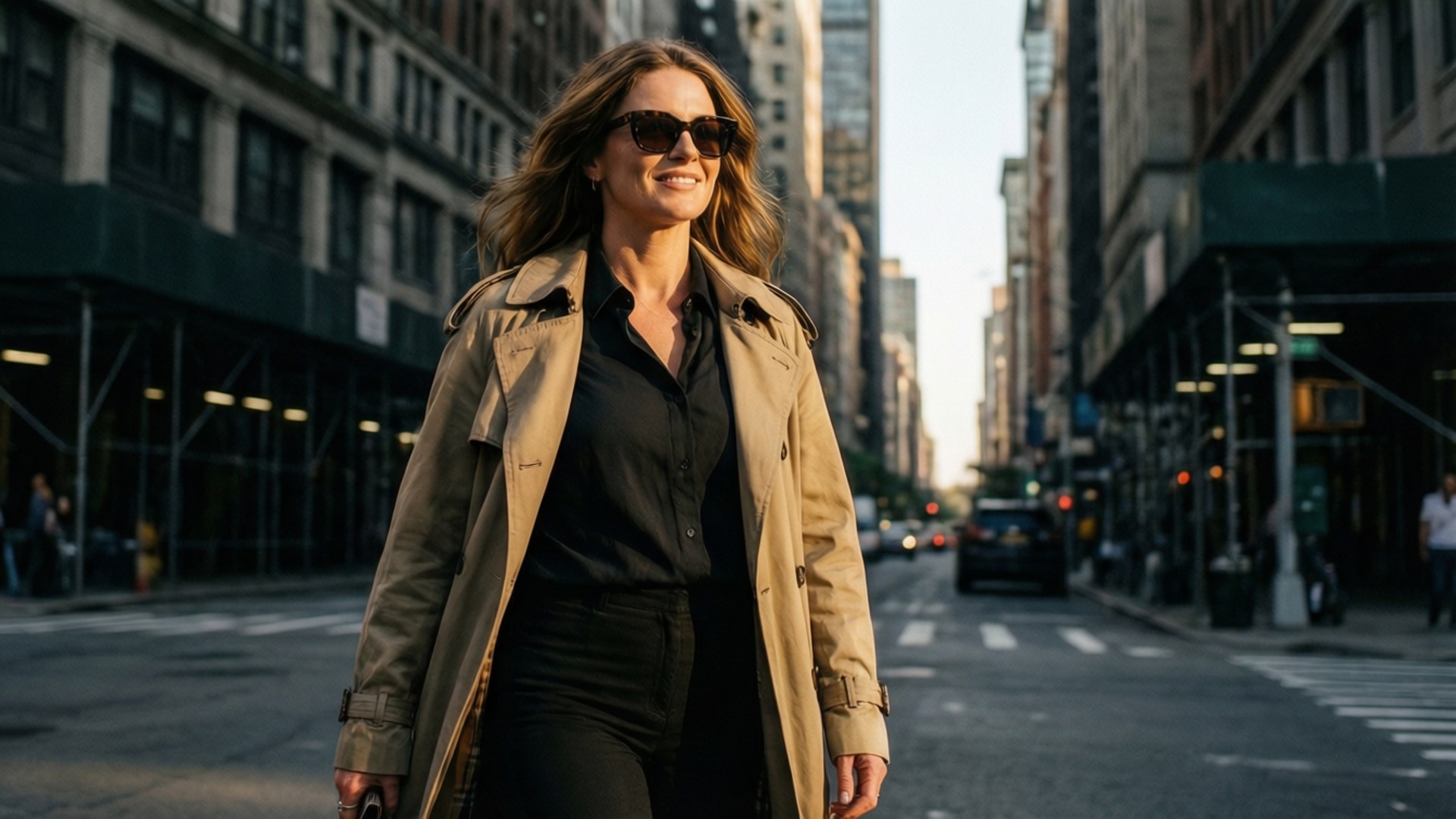 Rachel Blanchard, tan trench coat, sunglasses, Full HD Desktop Wallpaper