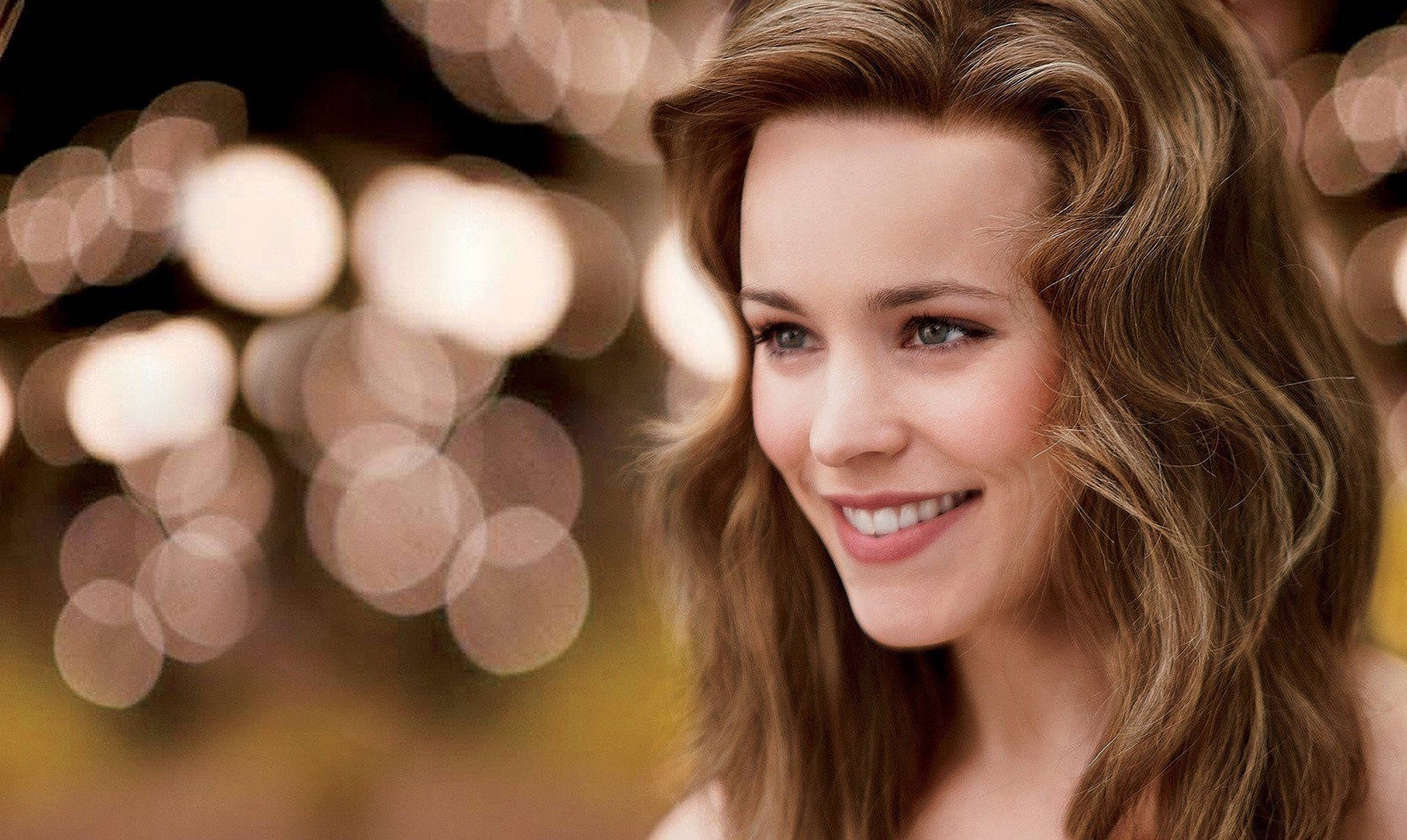 Rachel Mcadams, wavy brown hair, soft bokeh, Full HD Desktop Wallpaper