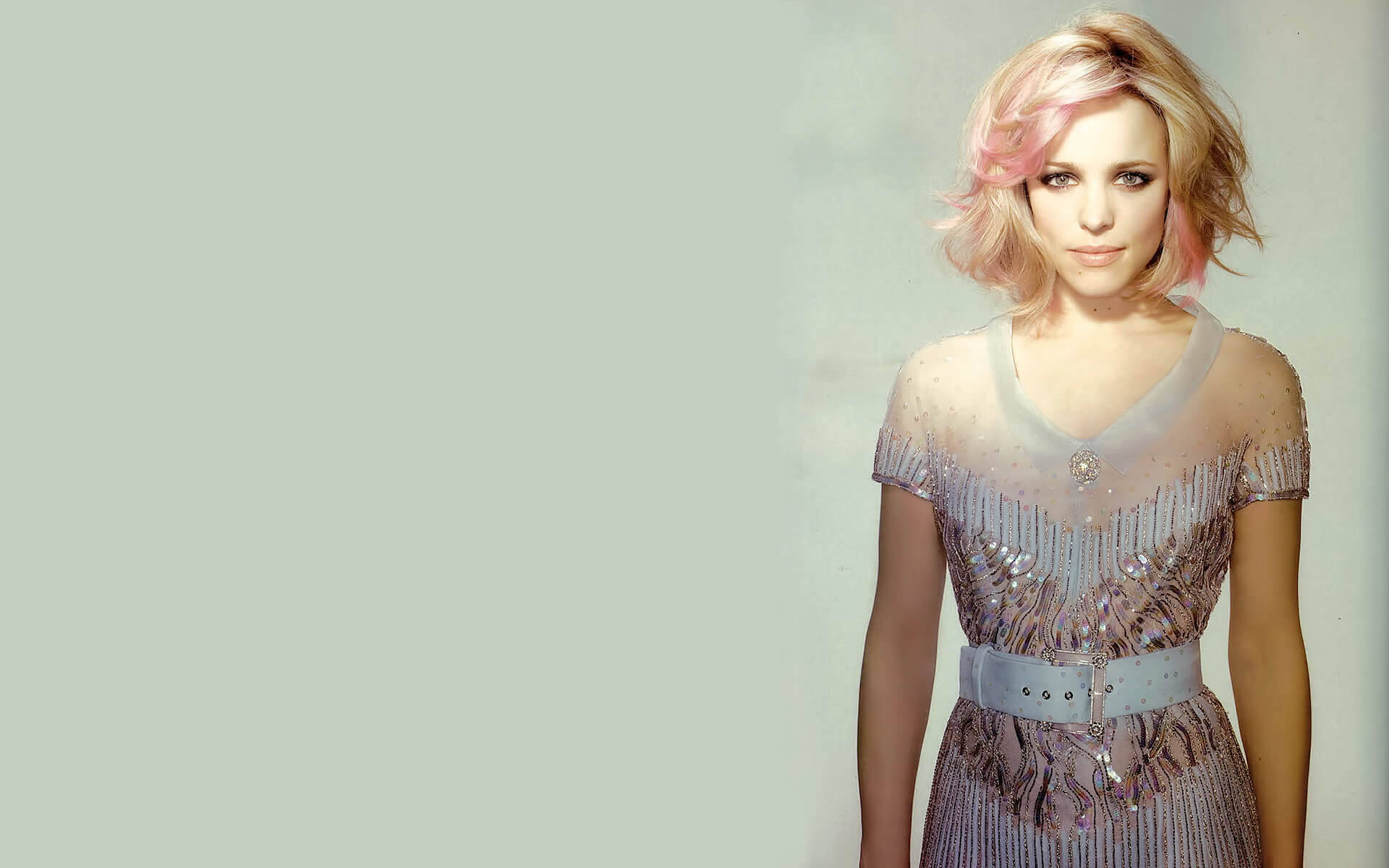 Rachel Mcadams, blonde ombre hair, pink-tipped blonde hair, Full HD Desktop Wallpaper