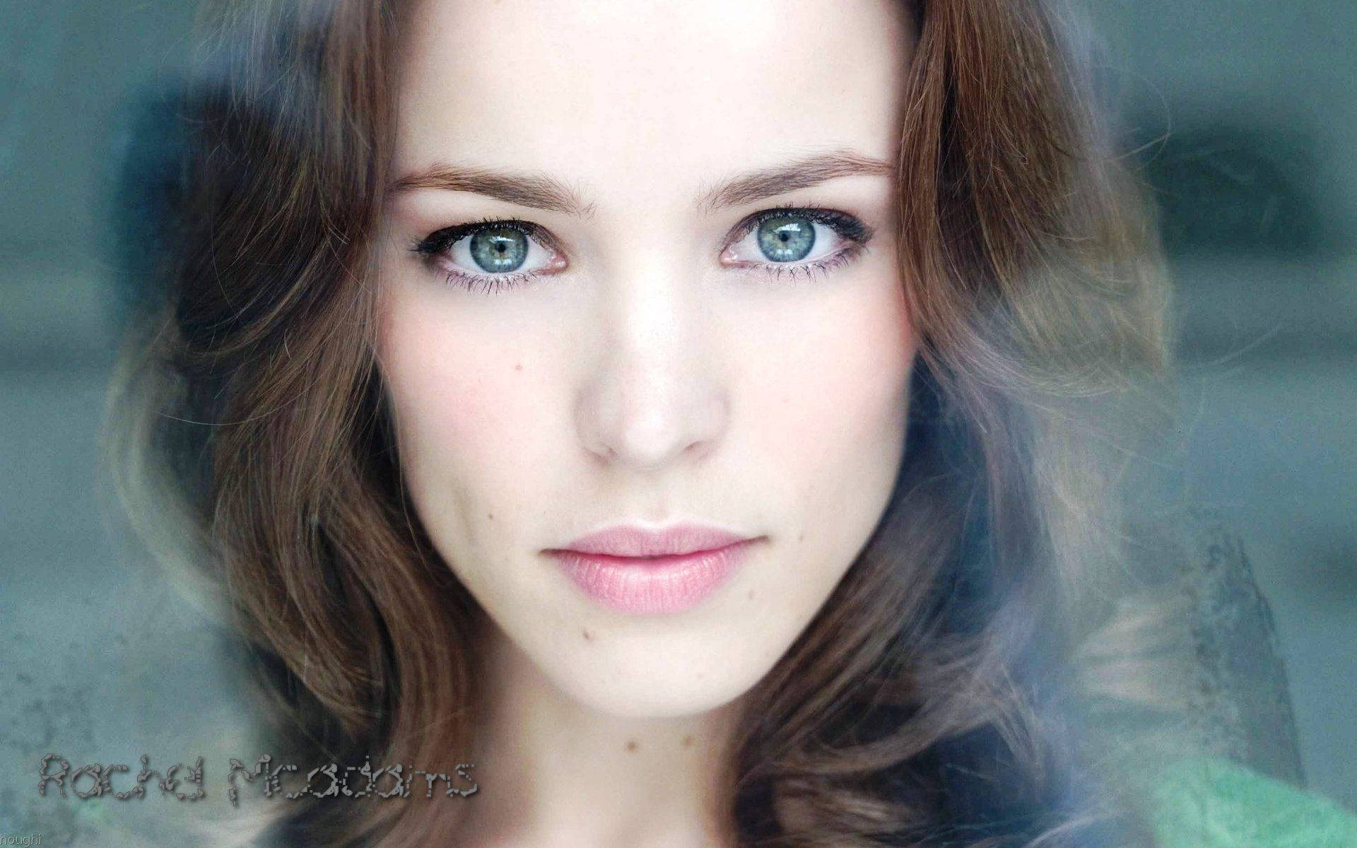 Rachel Mcadams, blue eyes, soft brown hair, Full HD Desktop Wallpaper