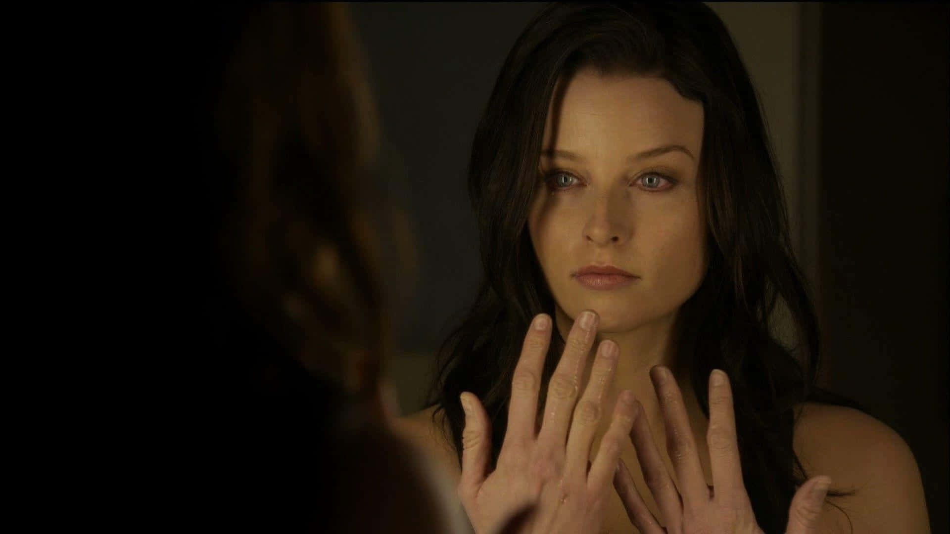 Rachel Nichols, mirror, dimly lit room, Full HD Desktop Wallpaper