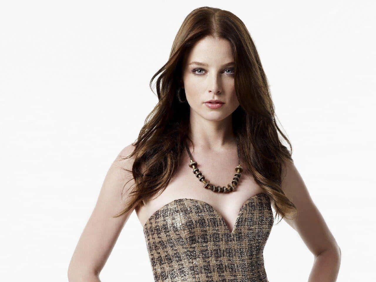 Rachel Nichols, textured strapless dress, beaded necklace, HD Desktop Wallpaper